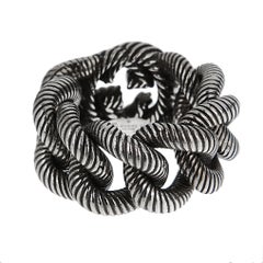 Gucci Twisted Rope Interlocking G Sterling Silver Ring Sz 10