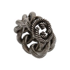 Gucci Anello in argento con corda intrecciata e G intrecciata Sz 10