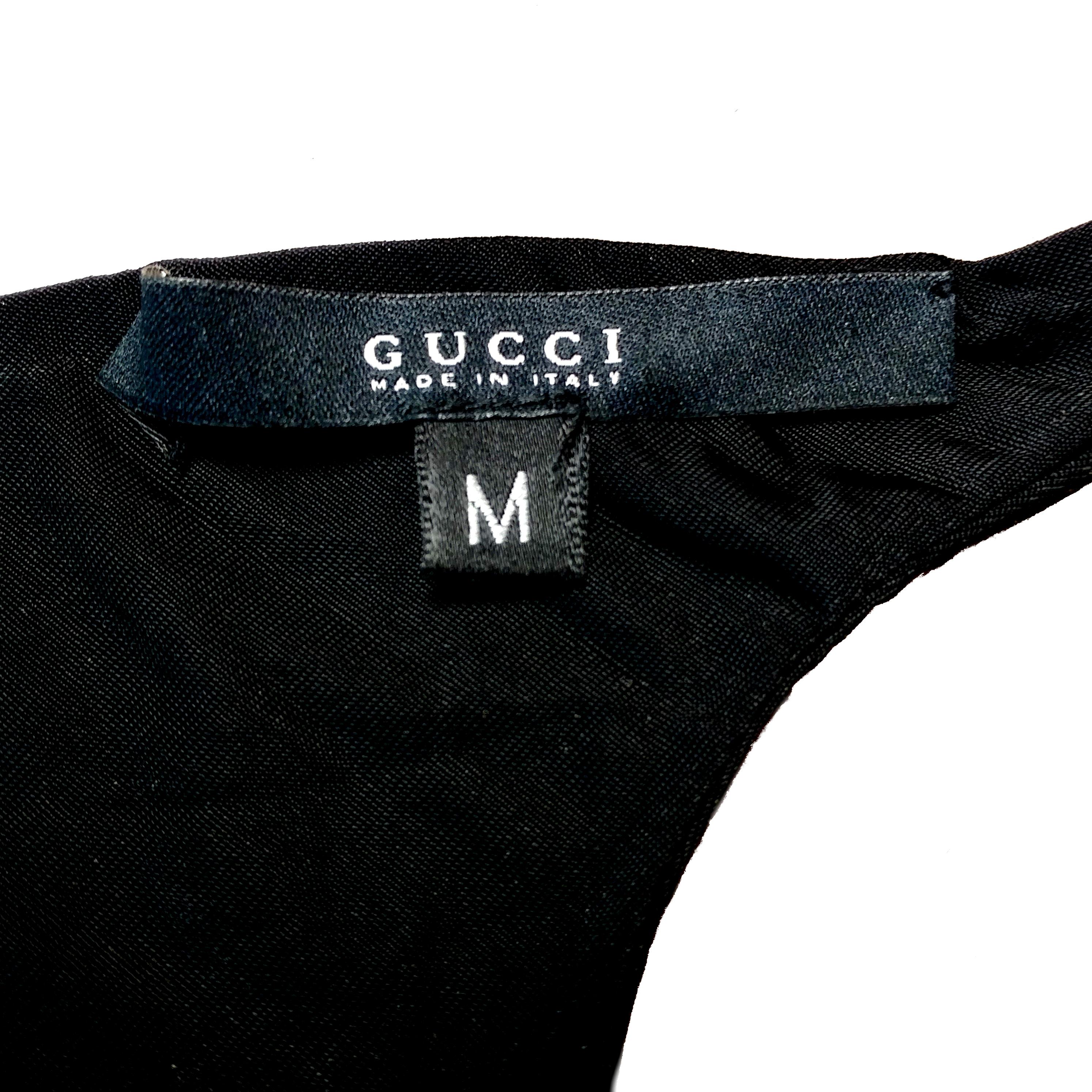 Women's GUCCI - Two Layers Viscose and Cupro Black Asymetrical Top by Alessandro Michele