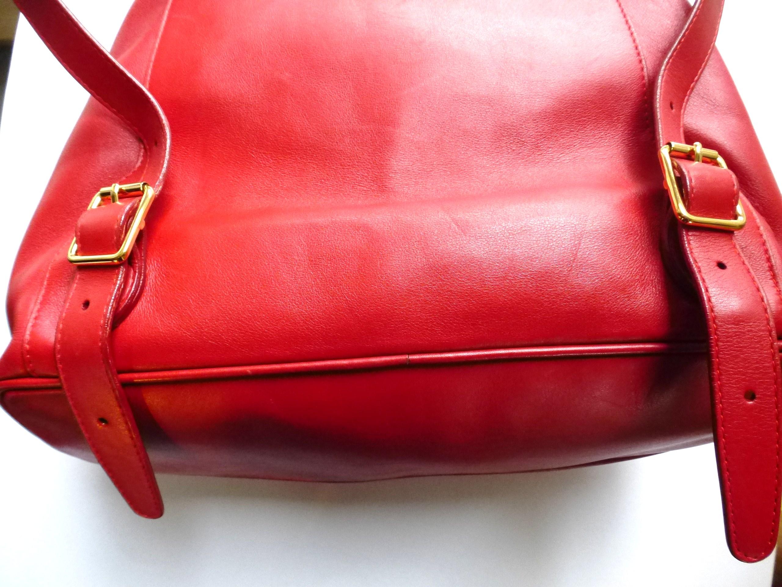 red leather backpack