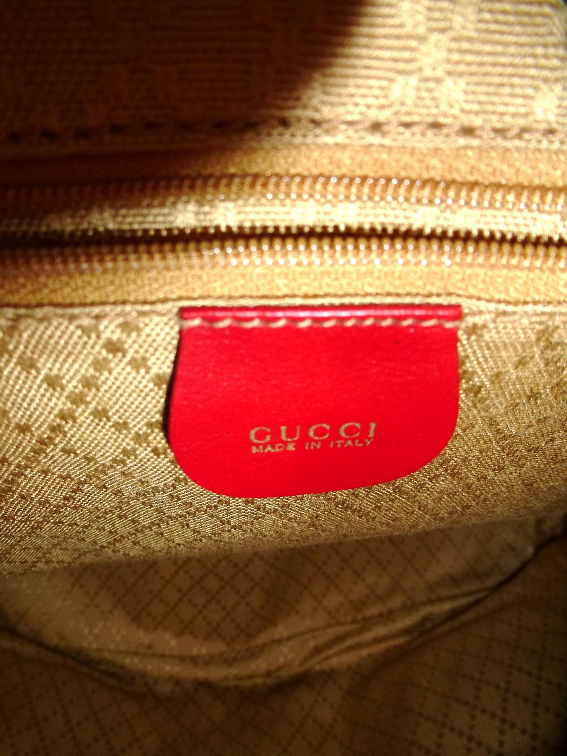 Red GUCCI  two pocket backpack iconic bamboo red leather