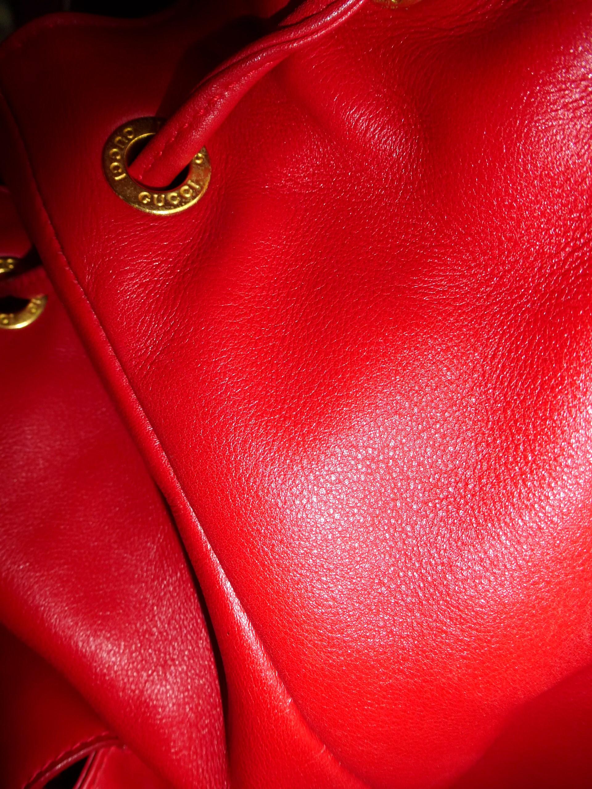 GUCCI  two pocket backpack iconic bamboo red leather 1