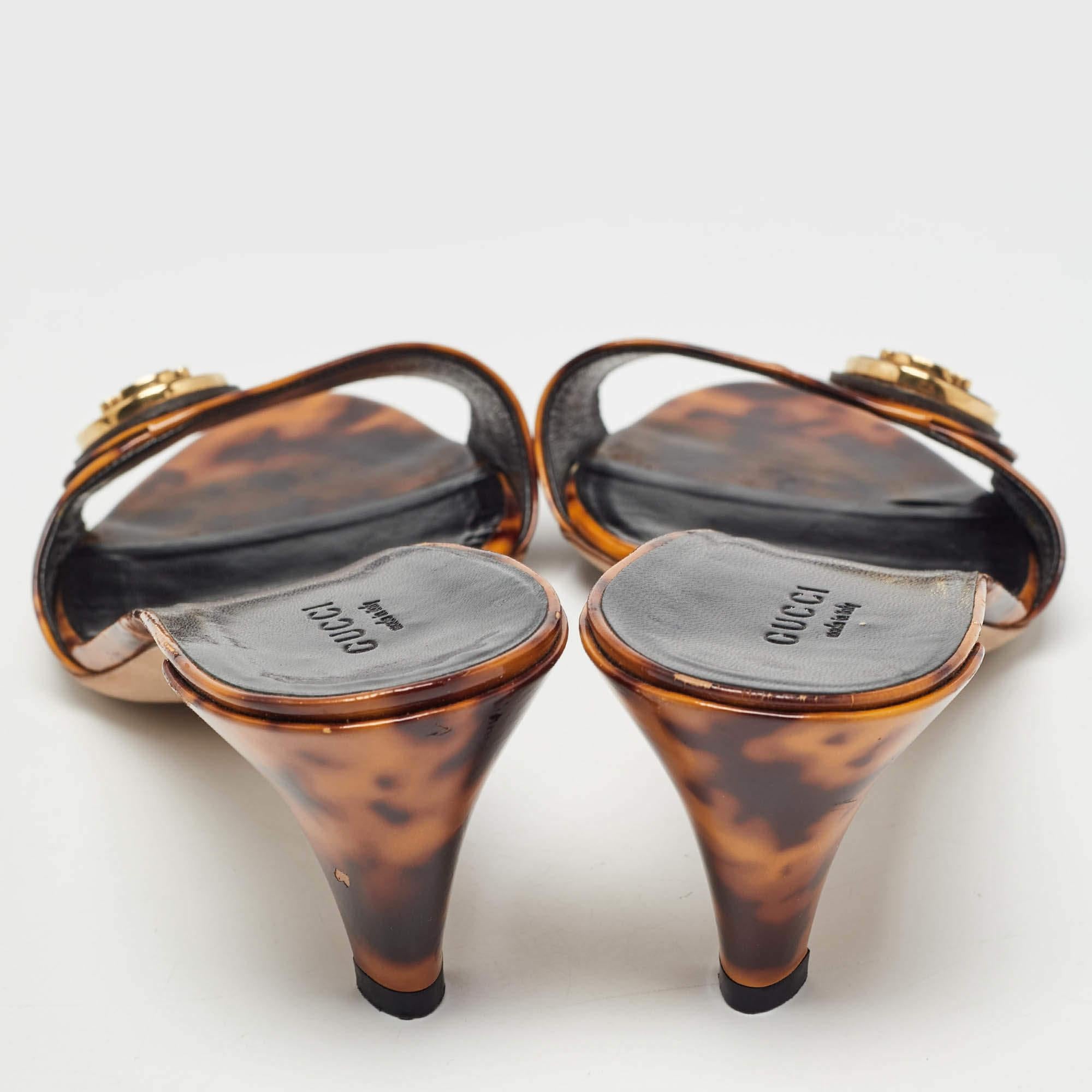 Women's Gucci Two Tone Animal Print Patent Leather Hysteria Slide Sandals Size 39