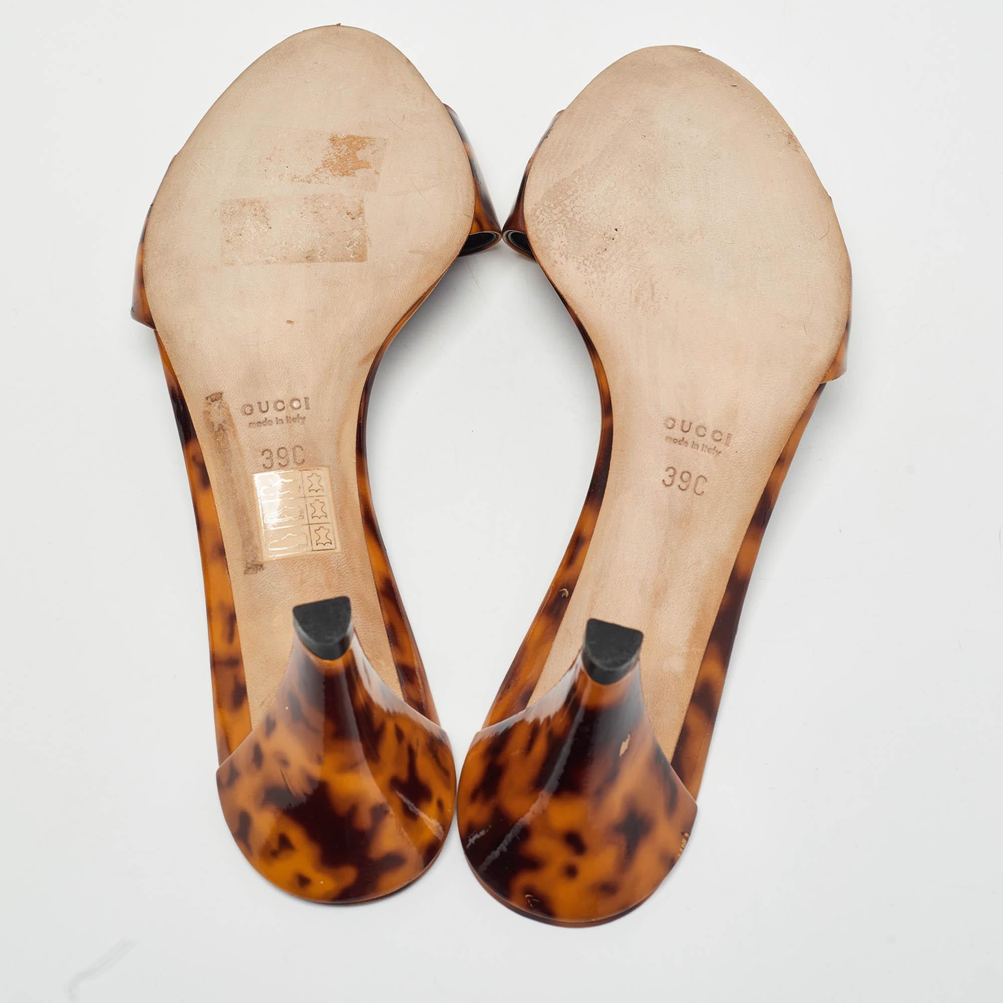 Gucci Two Tone Animal Print Patent Leather Hysteria Slide Sandals Size 39 1