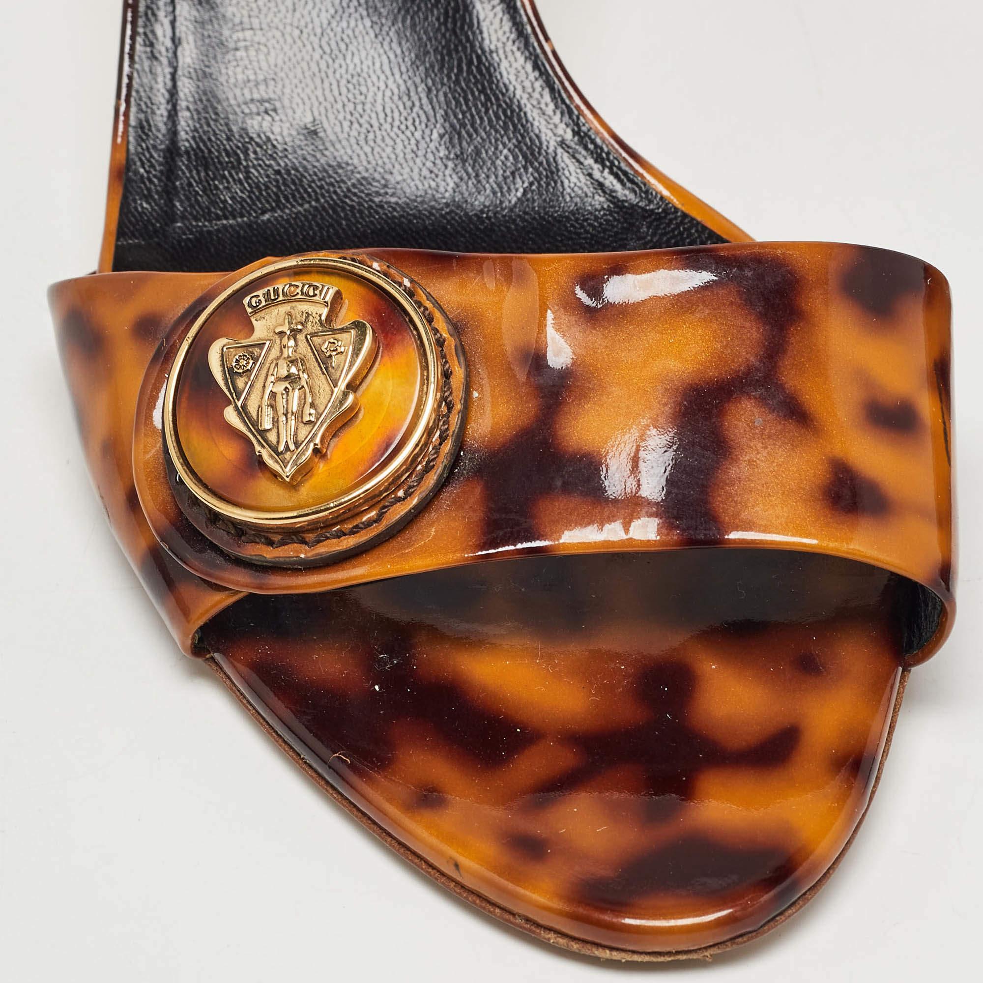 Gucci Two Tone Animal Print Patent Leather Hysteria Slide Sandals Size 39 2