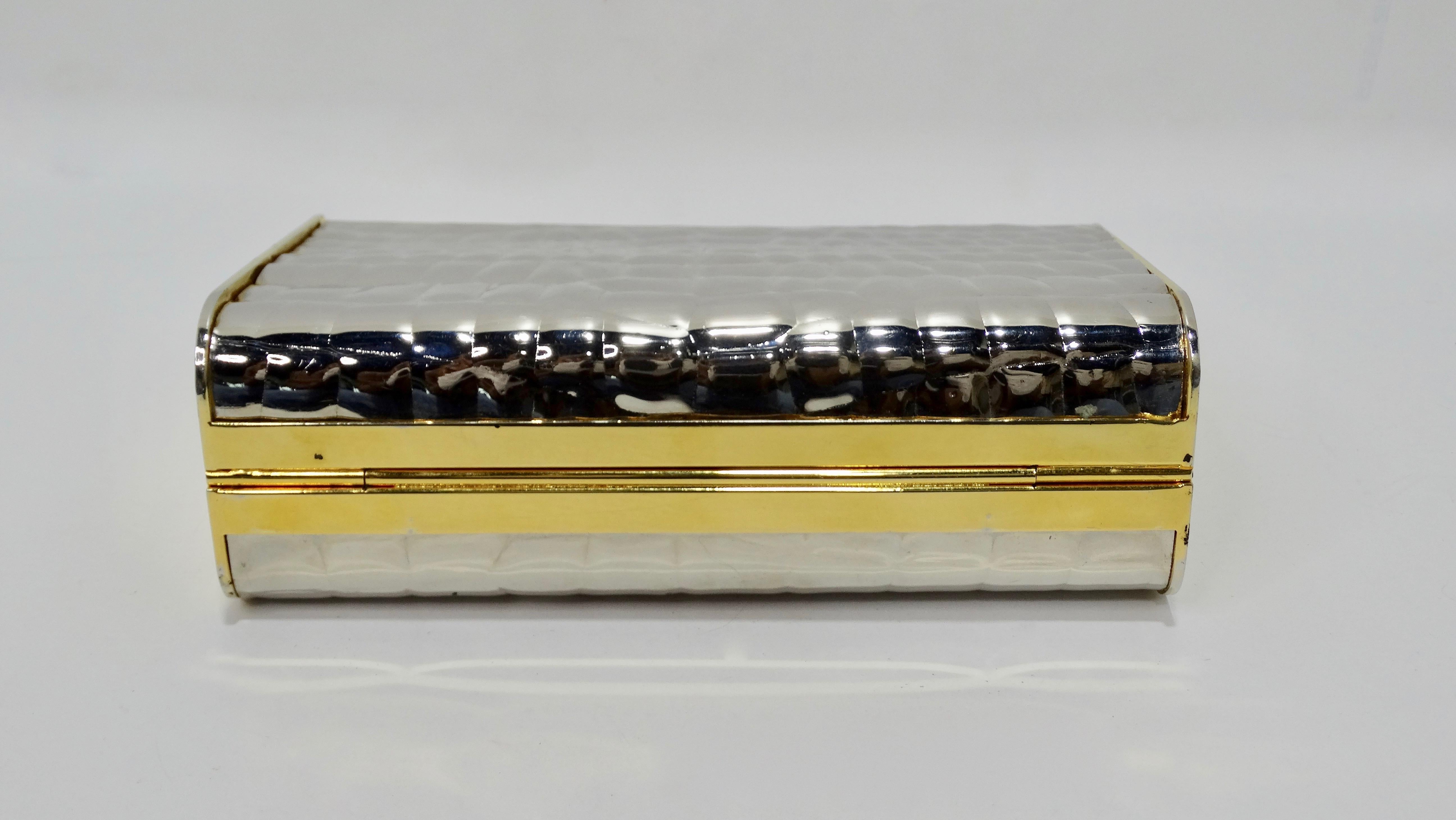 Gucci Two-Tone Crocodile Embossed Clutch 7