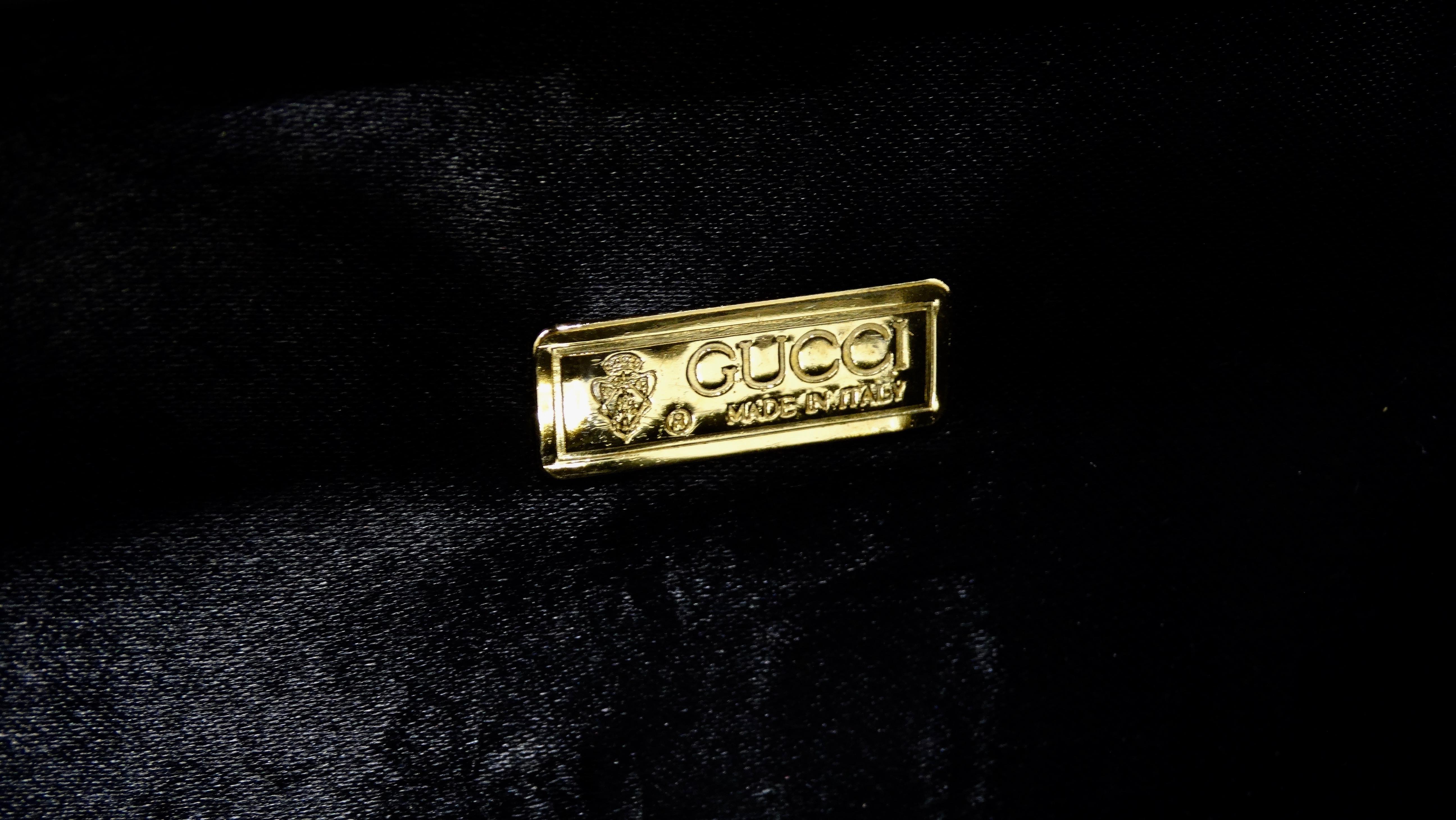 Black Gucci Two-Tone Crocodile Embossed Clutch