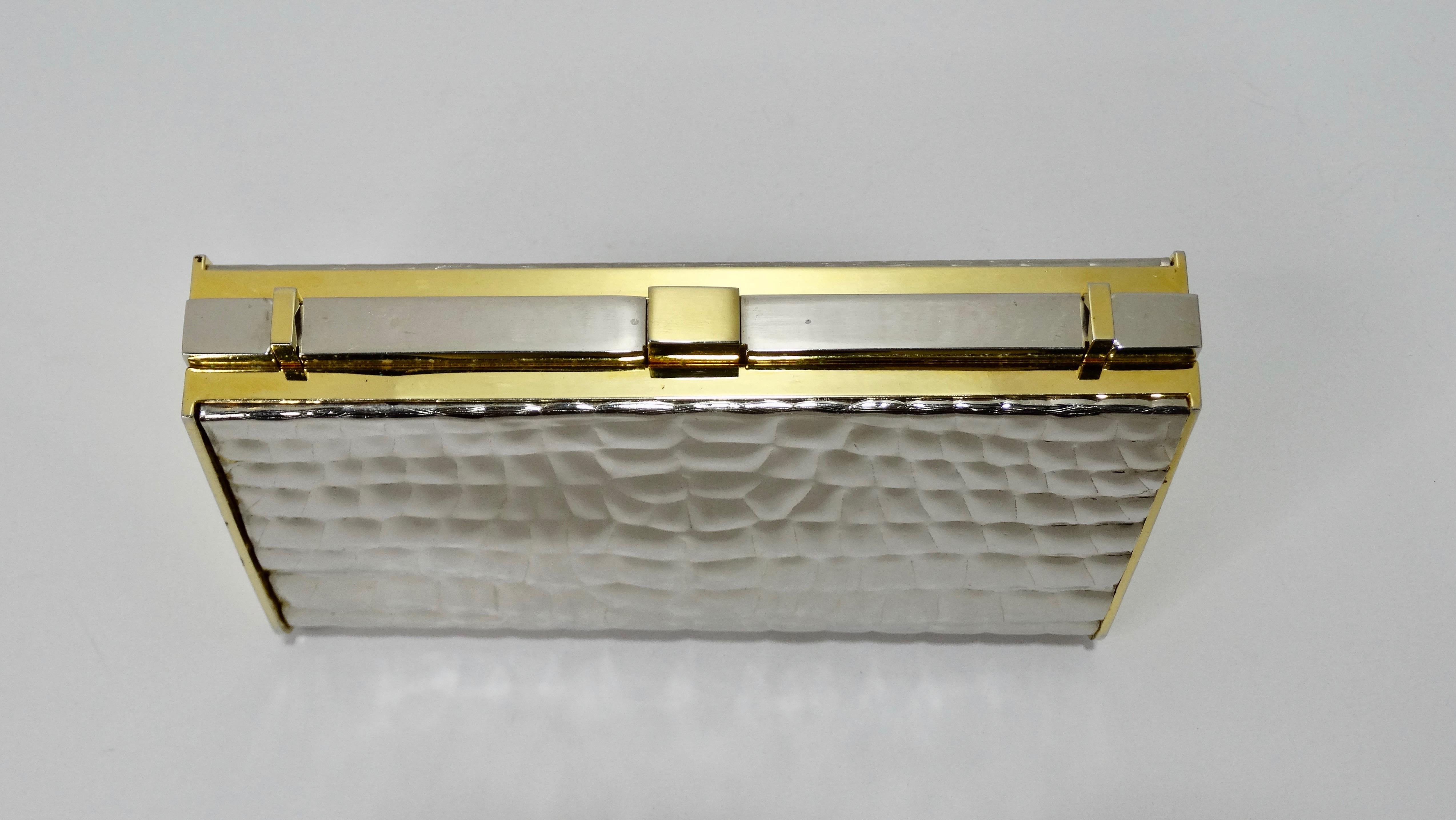 Gucci Two-Tone Crocodile Embossed Clutch In Good Condition In Scottsdale, AZ