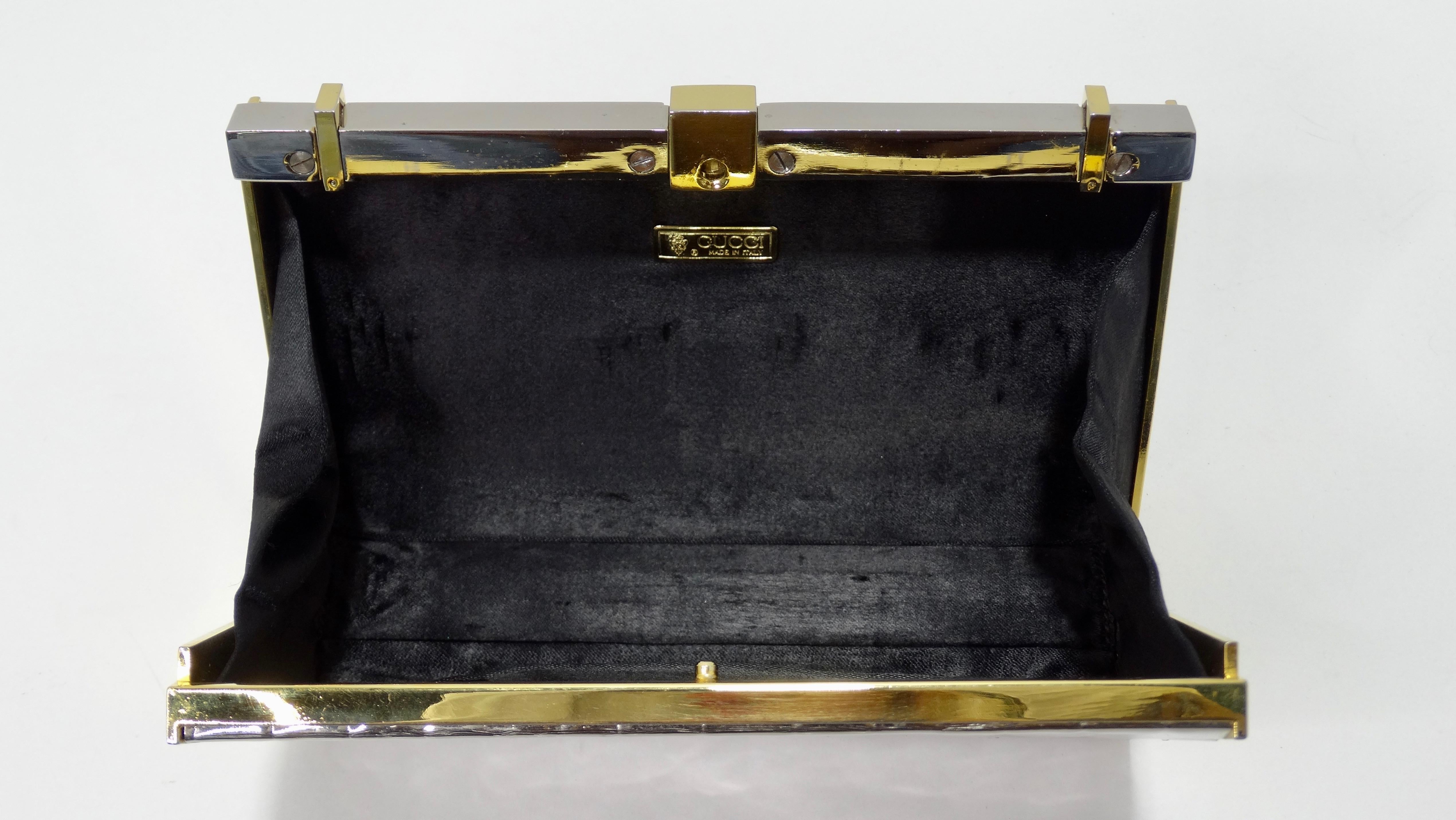 Gucci Two-Tone Crocodile Embossed Clutch 1