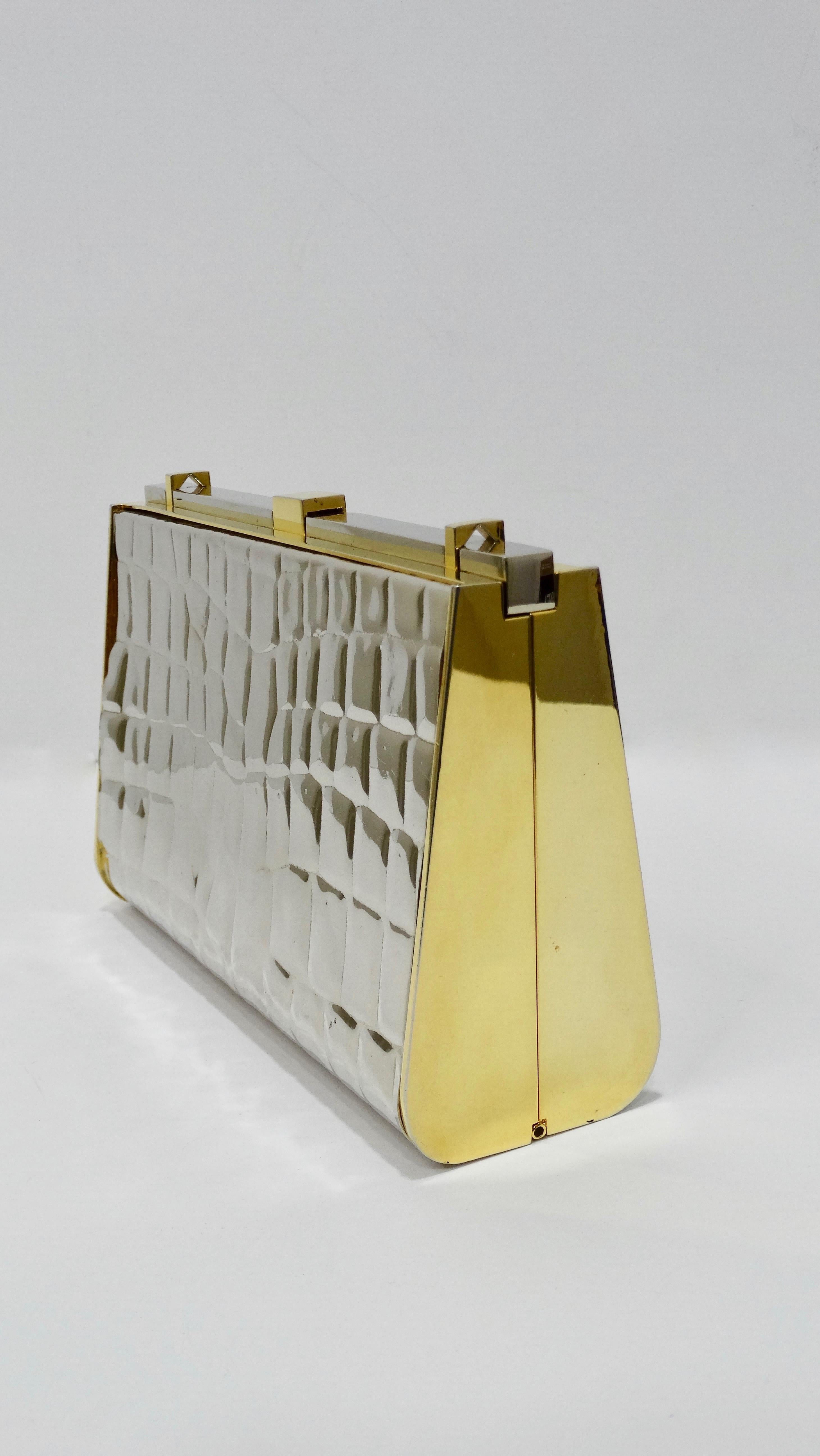 Gucci Two-Tone Crocodile Embossed Clutch 2