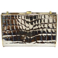 Gucci Two-Tone Crocodile Embossed Clutch