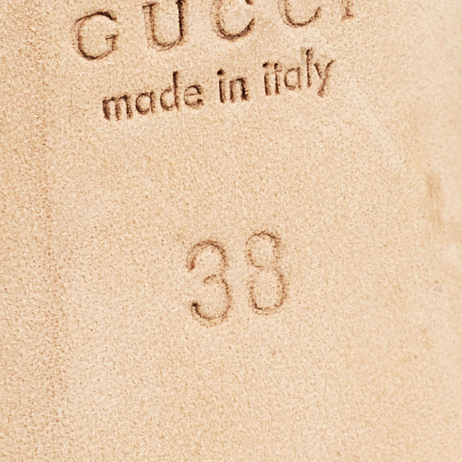 Gucci escarpins « Icon Bit Peep Toe » en toile et cuir bicolore avec diamants, taille 38 en vente 3