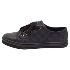 Gucci Two Tone GG Canvas and Leather Low Top Sneakers Size 38