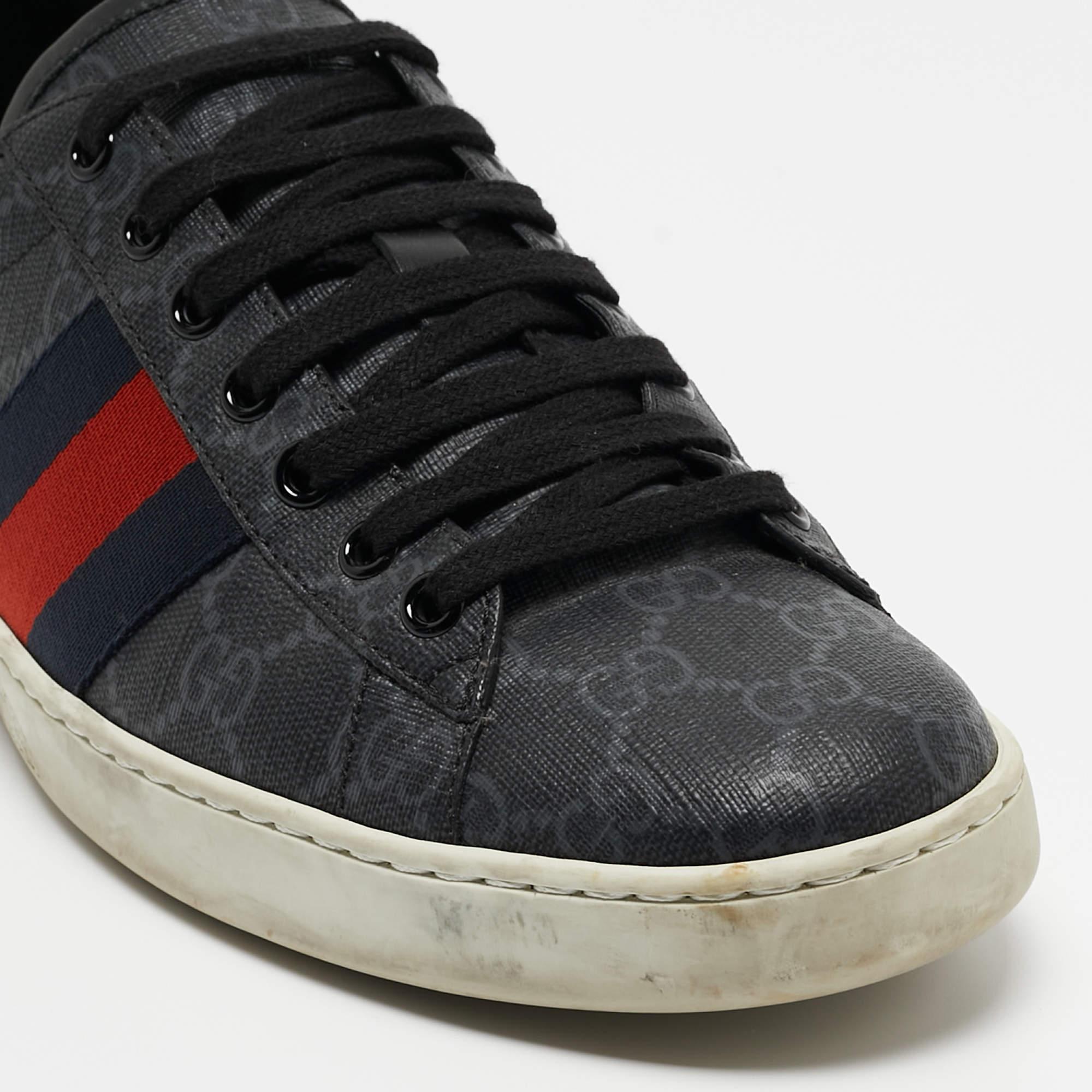 Gucci Two Tone GG Supreme Canvas Ace Sneakers Size 42.5 For Sale 1