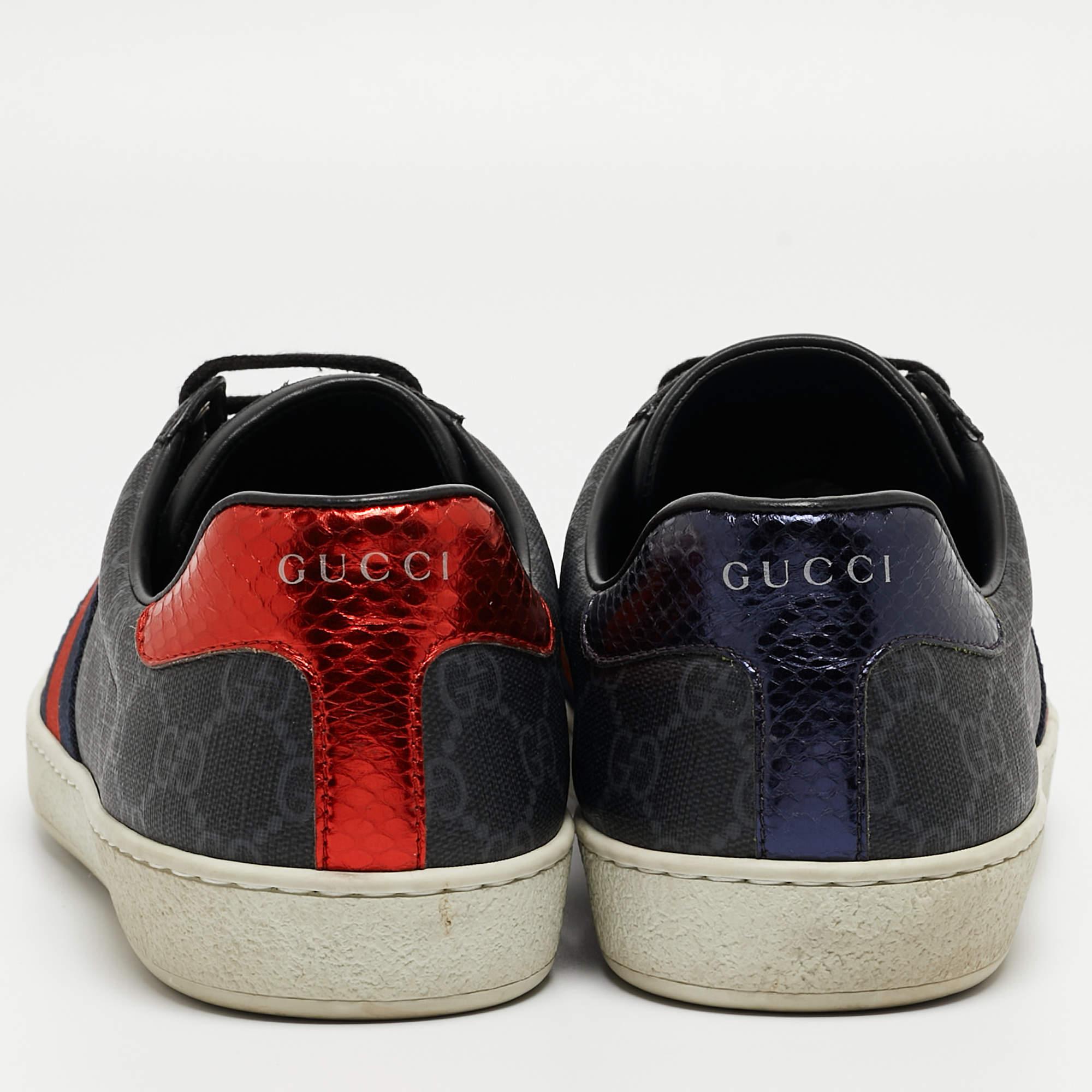 Gucci Two Tone GG Supreme Canvas Ace Sneakers Size 42.5 For Sale 2