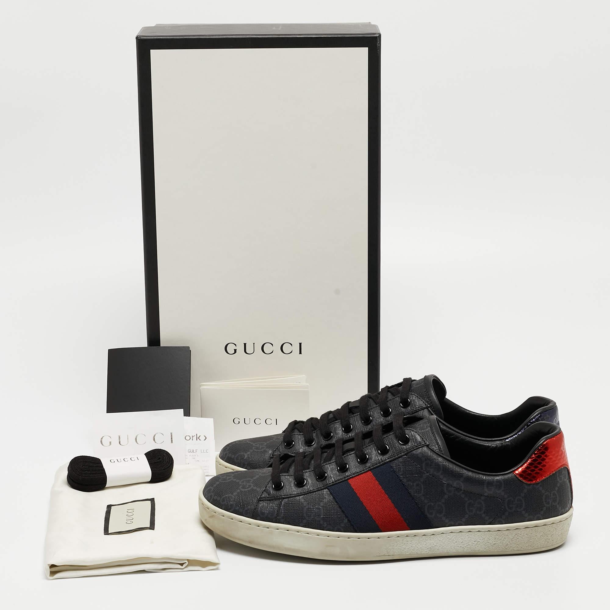 Gucci Two Tone GG Supreme Canvas Ace Sneakers Size 42.5 For Sale 5