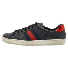 Used Gucci Two Tone GG Supreme Canvas Ace Sneakers Size 42.5