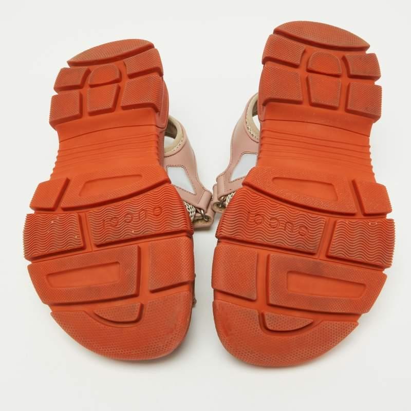 Gucci Two Tone Leather and Mesh Aguru Sandals Size 38 2