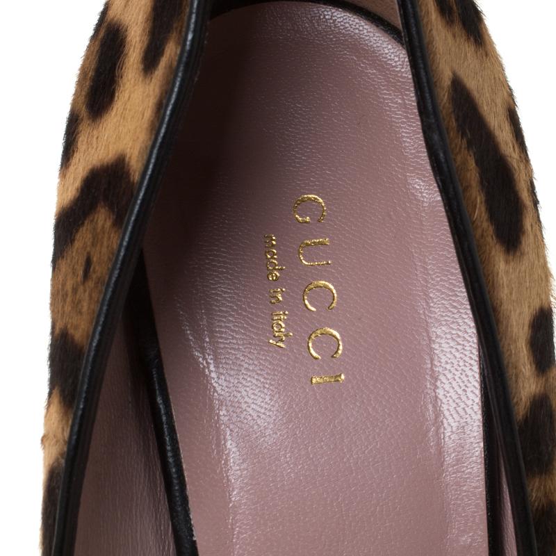 Gucci Two Tone Leopard Print Pony Hair Wedge Pumps Size 40 1