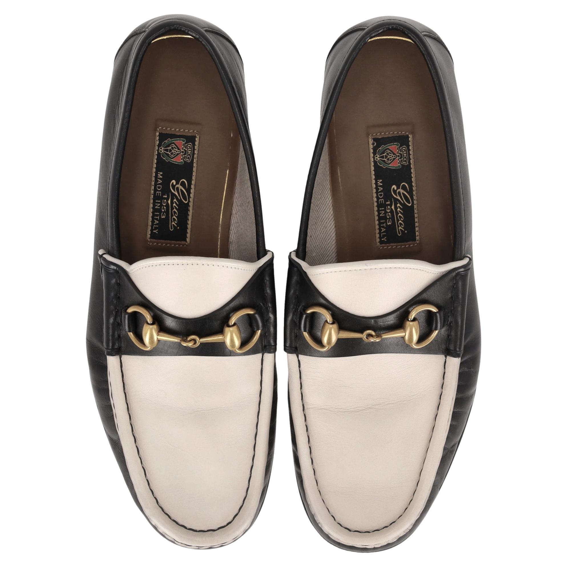 Mocassini in pelle con morsetto Roos bicolore di Gucci