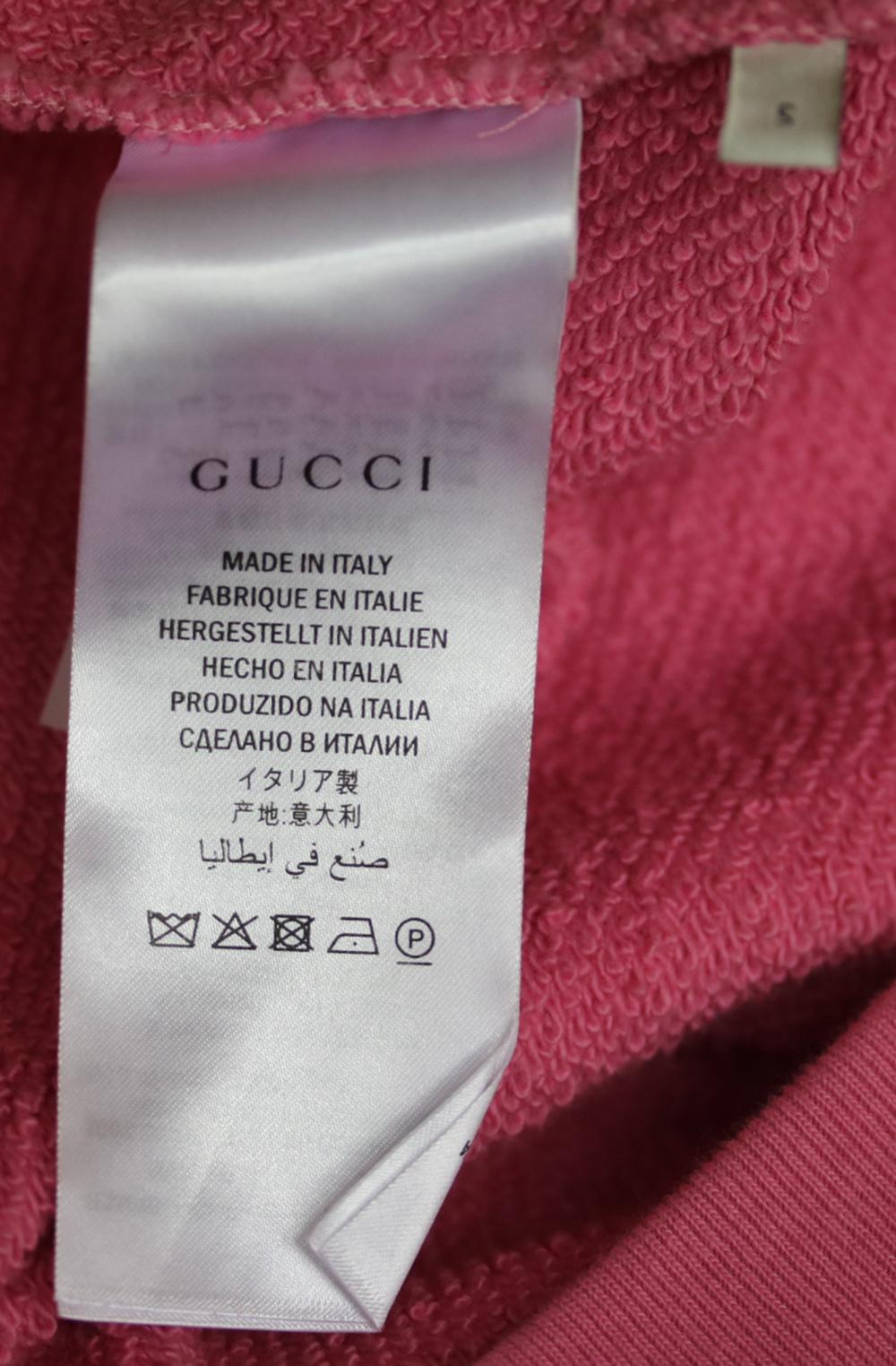 Pink Gucci UFO Appliquéd Cotton-Jersey Hoodie 