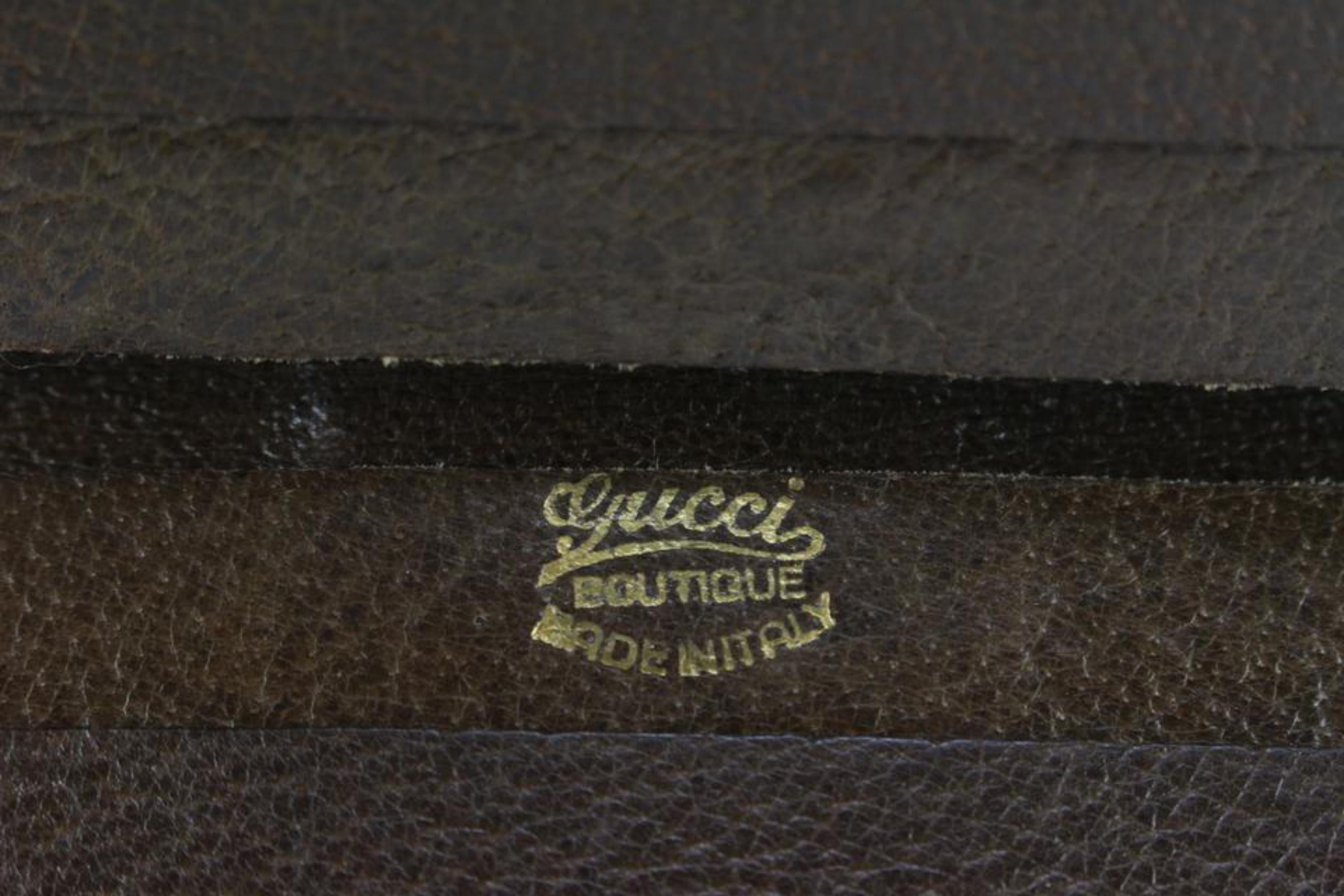 Gucci Ultra Rare Brown Leder Sherry Web Runde Brieftasche Clutch 91g719s im Zustand „Gut“ im Angebot in Dix hills, NY