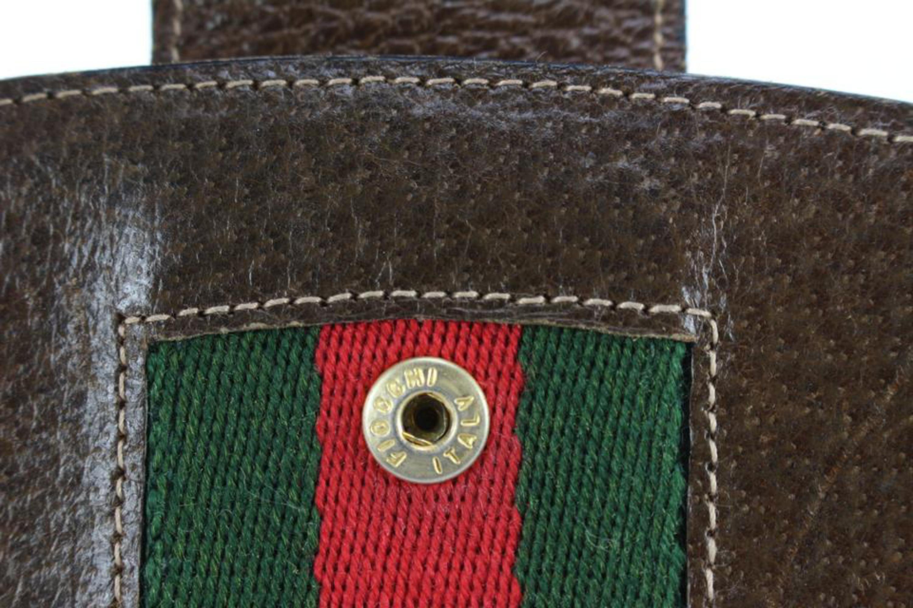 Gucci Ultra Rare Brown Leather Sherry Web Round Wallet Clutch 91g719s Pour femmes en vente