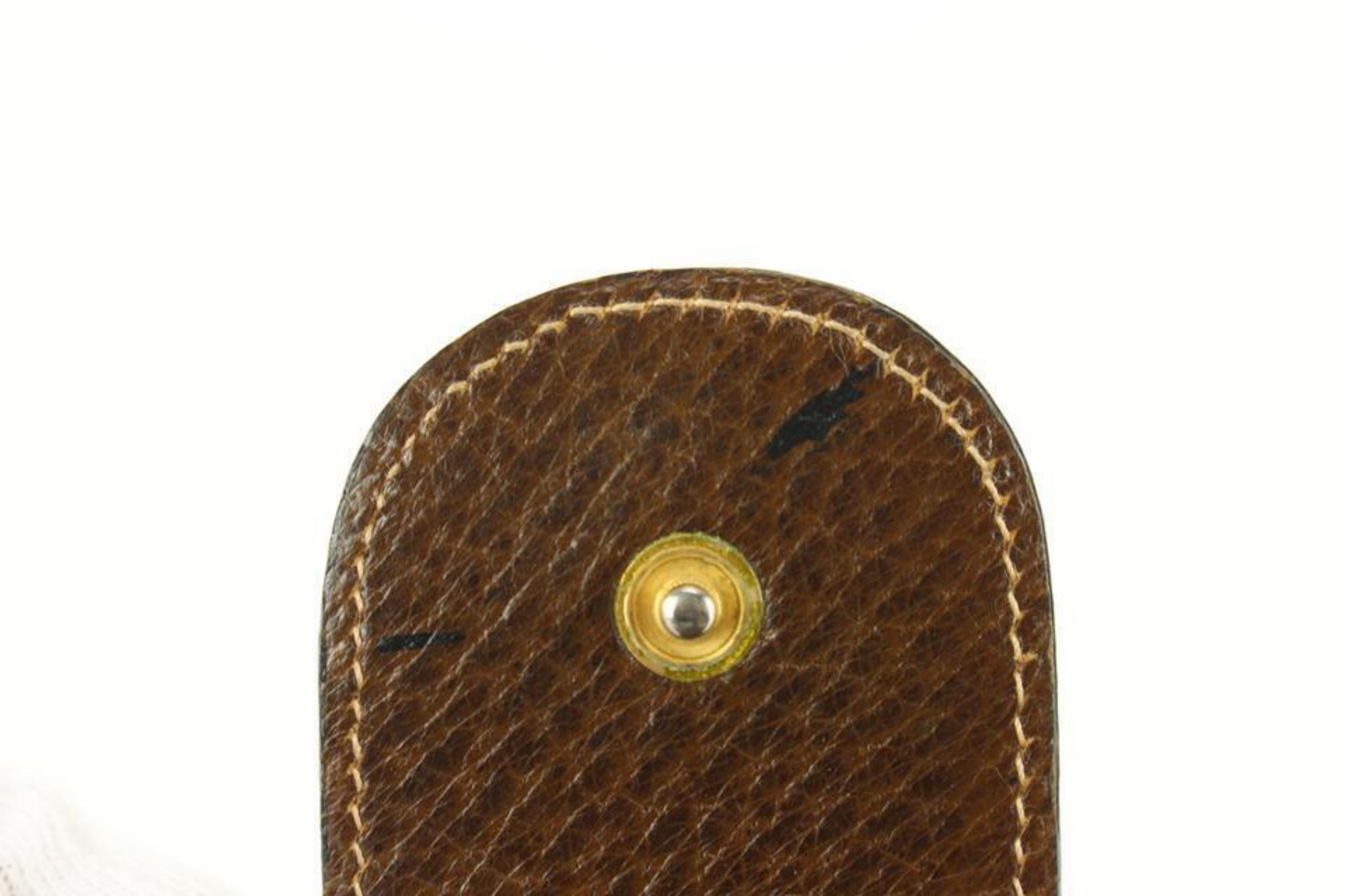 Gucci Ultra Rare Brown Leder Sherry Web Runde Brieftasche Clutch 91g719s im Angebot 1