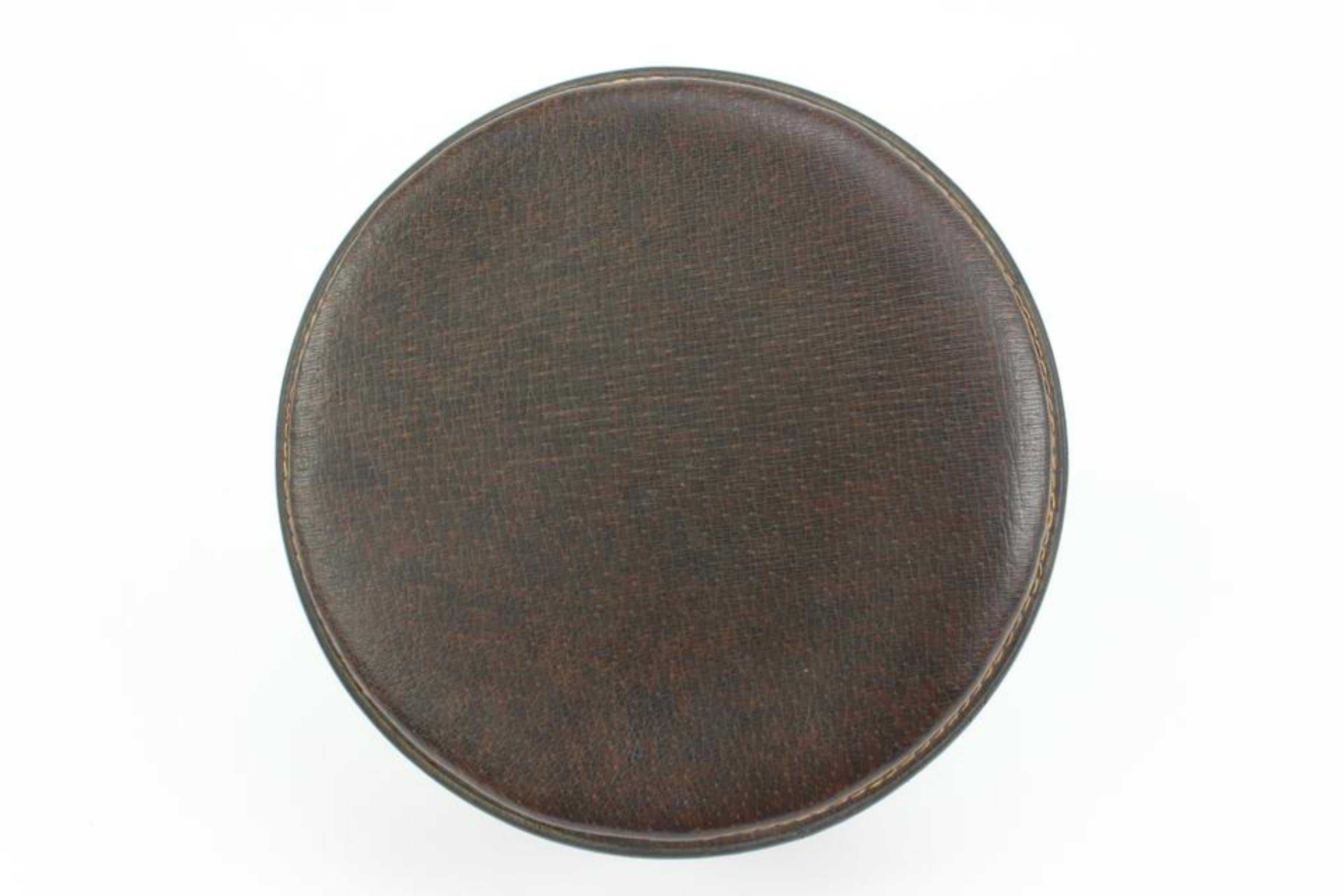 Gucci Ultra Rare Brown Leather Web Round Box Case Jar Boite 71g411s For Sale 1