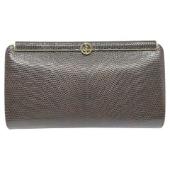 Portafoglio Gucci Ultra Rare Dark Brown Lizard Frame Clutch 862374