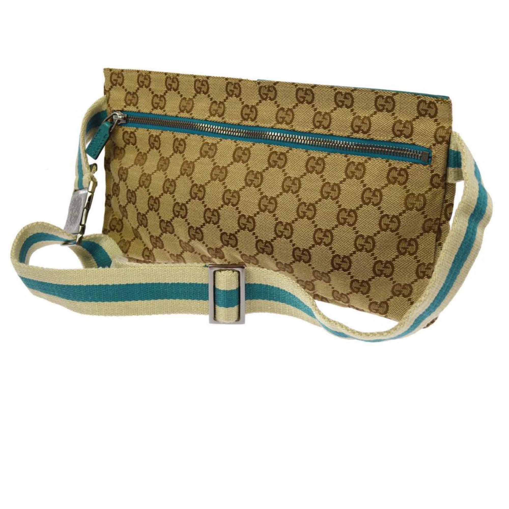 Gucci (Ultra Rare) Gg Bum Waist Pouch 866840 Beige Coated Canvas Cross Body Bag For Sale 3