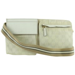 Gucci (Ultra Rare) Gg Waist Pouchfanny Pack 229469 Beige Canvas Cross Body Bag