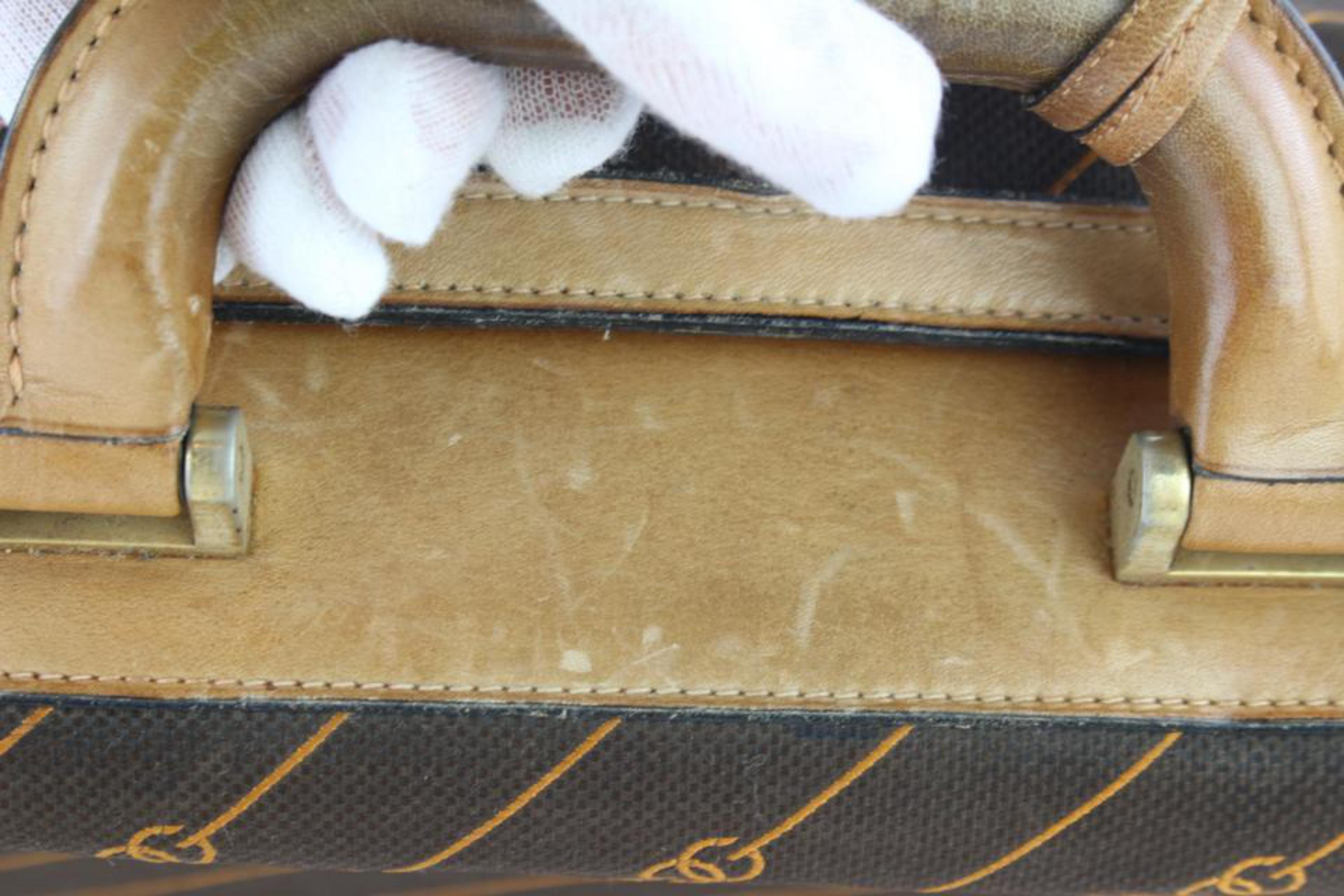 Gucci (Ultra Rare) Monogram Luggage 4gz1126 Brown Canvas Tote For Sale 5