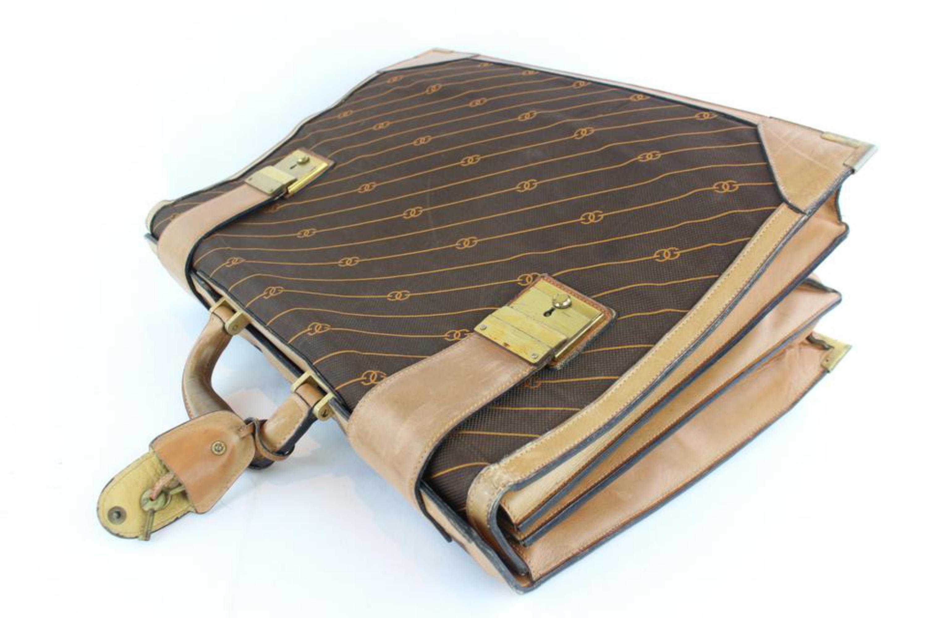 Gucci (Ultra Rare) Monogram Luggage 4gz1126 Brown Canvas Tote For Sale 1