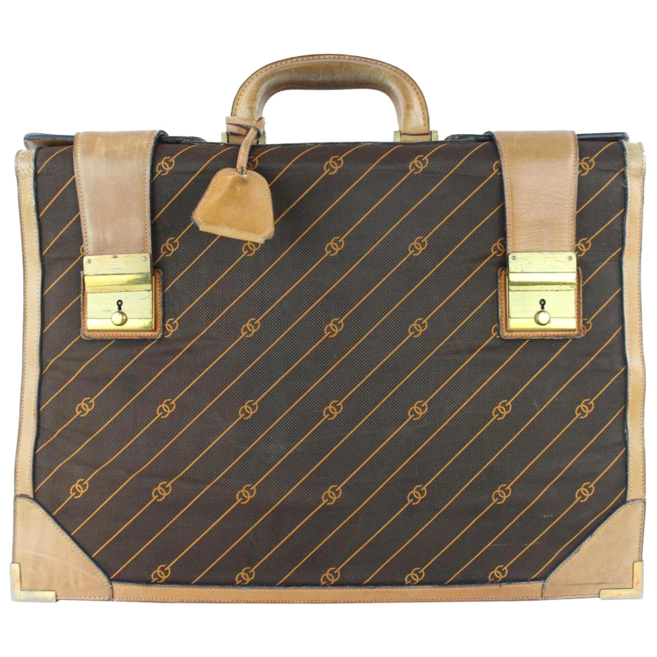 Gucci (Ultra Rare) Monogram Luggage 4gz1126 Brown Canvas Tote For Sale