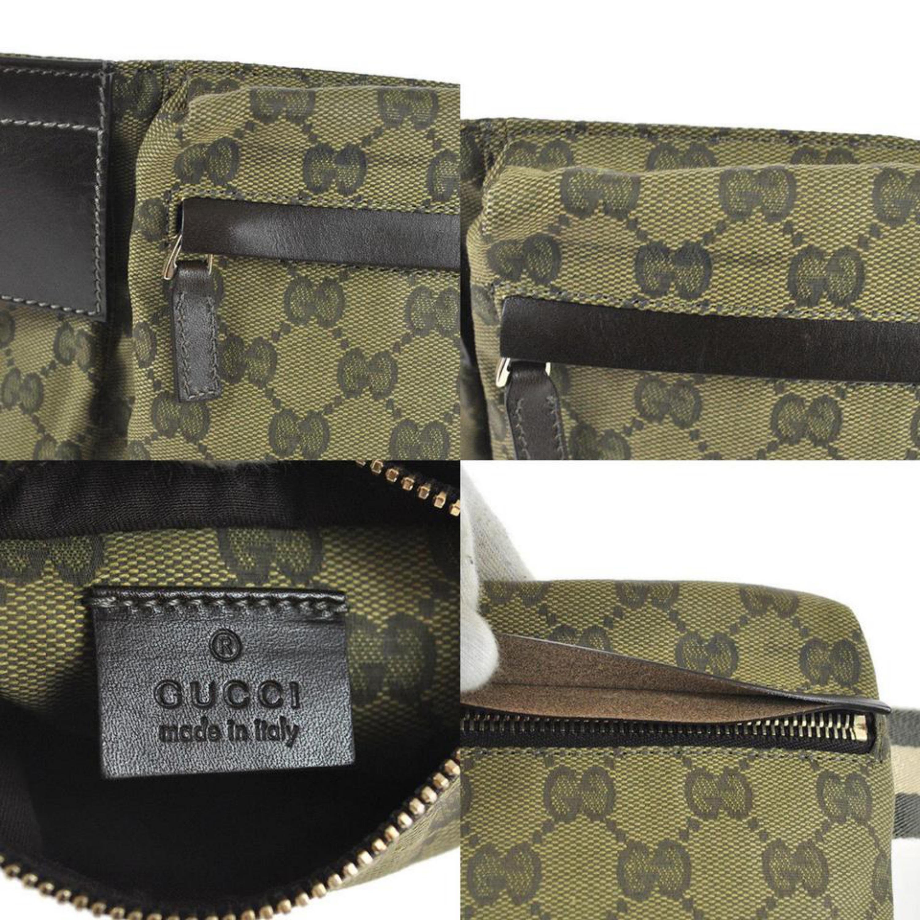 Gucci (Ultra Rare) Monogram Web Khaki Gg Fanny Pack Waist Pouch 868028 Green Can In Excellent Condition In Forest Hills, NY
