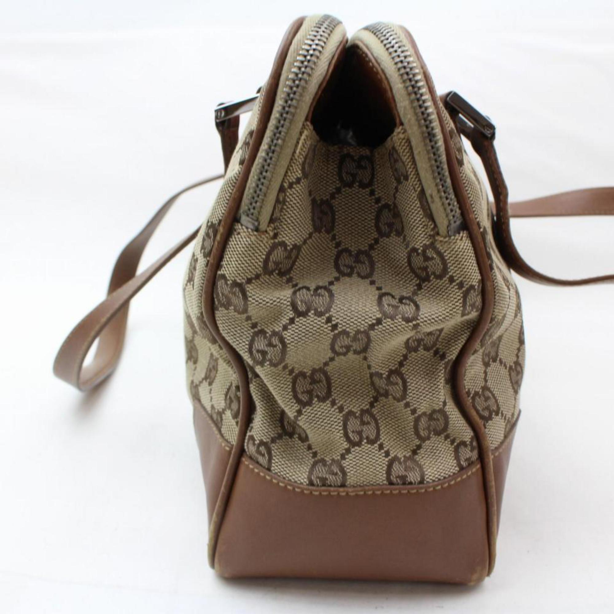 Gucci (Ultra Rare) Sherry Monogram Web Zip Tote 868472 Brown Canvas Shoulder Bag For Sale 8