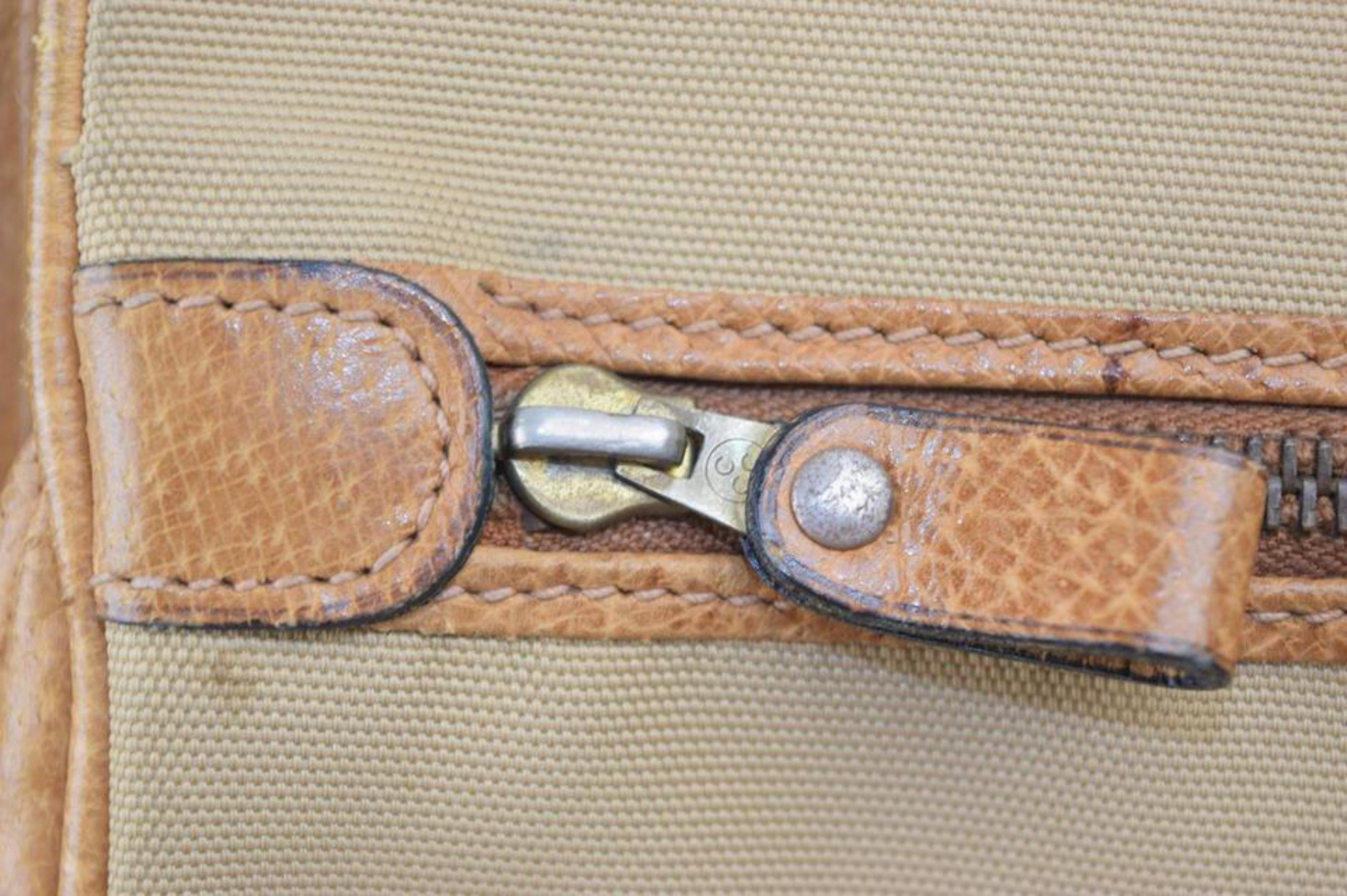 Gucci (Ultra Rare) Vintage Web Messenger 867947 Brown Canvas Shoulder Bag For Sale 7
