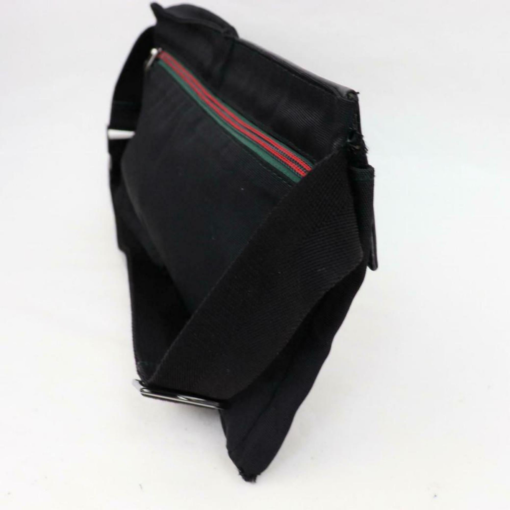 Gucci (Ultra Rare) Web Belt Fanny Pack Waist Pouch 870252 Black Cross Body Bag For Sale 5