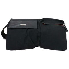 Used Gucci (Ultra Rare) Web Belt Fanny Pack Waist Pouch 870252 Black Cross Body Bag