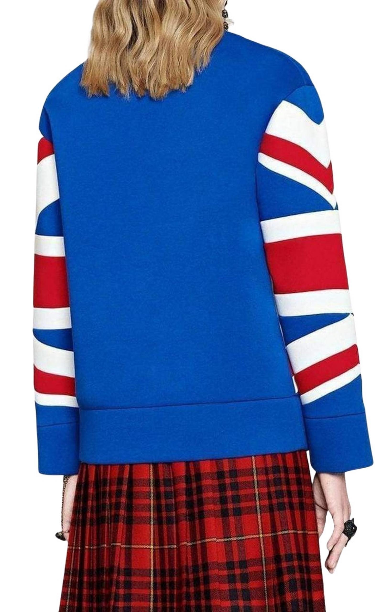 Blue Gucci Union Jack Jersey Sweatshirt XS For Sale