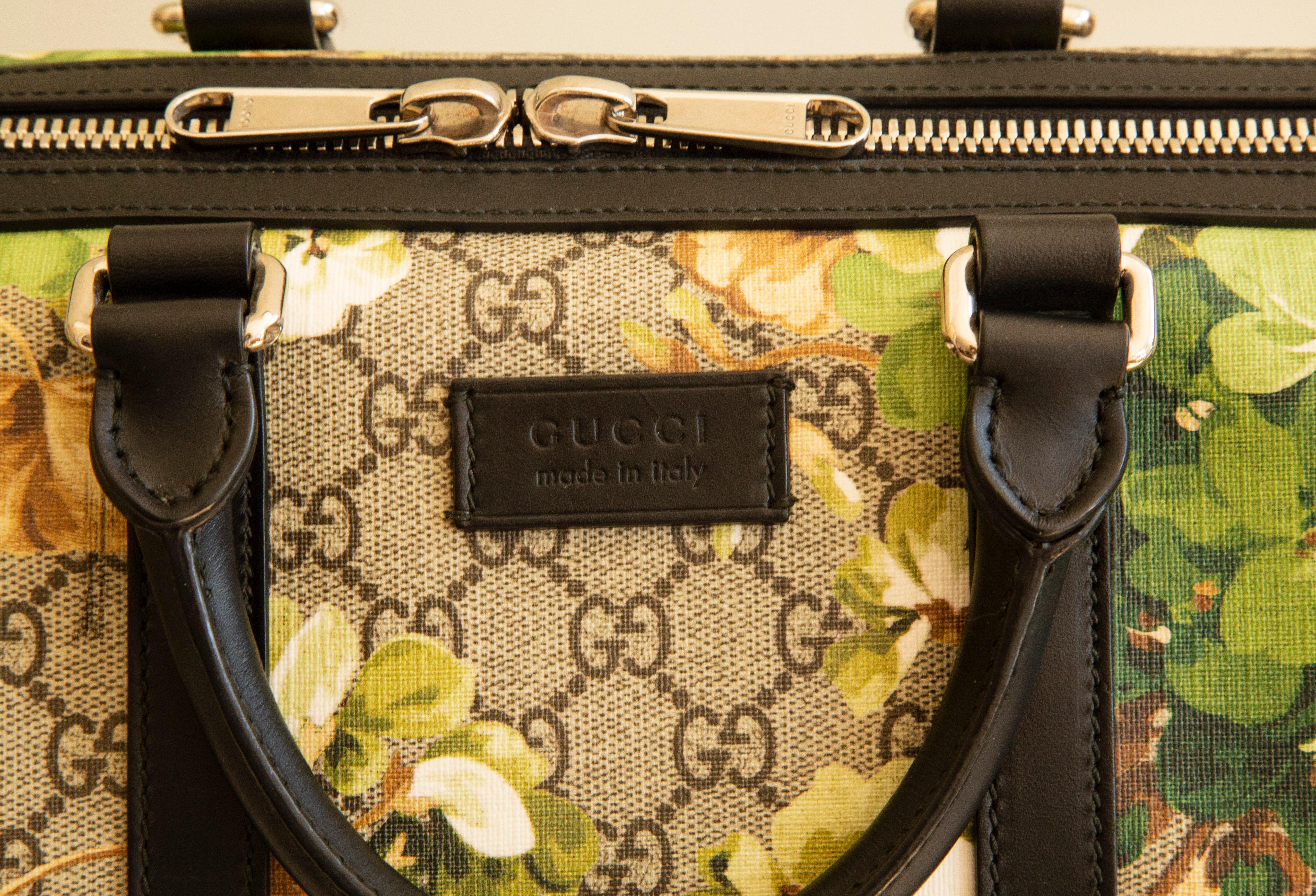 Gucci - Sac Boston unisexe GG Web and Blooms en vente 4