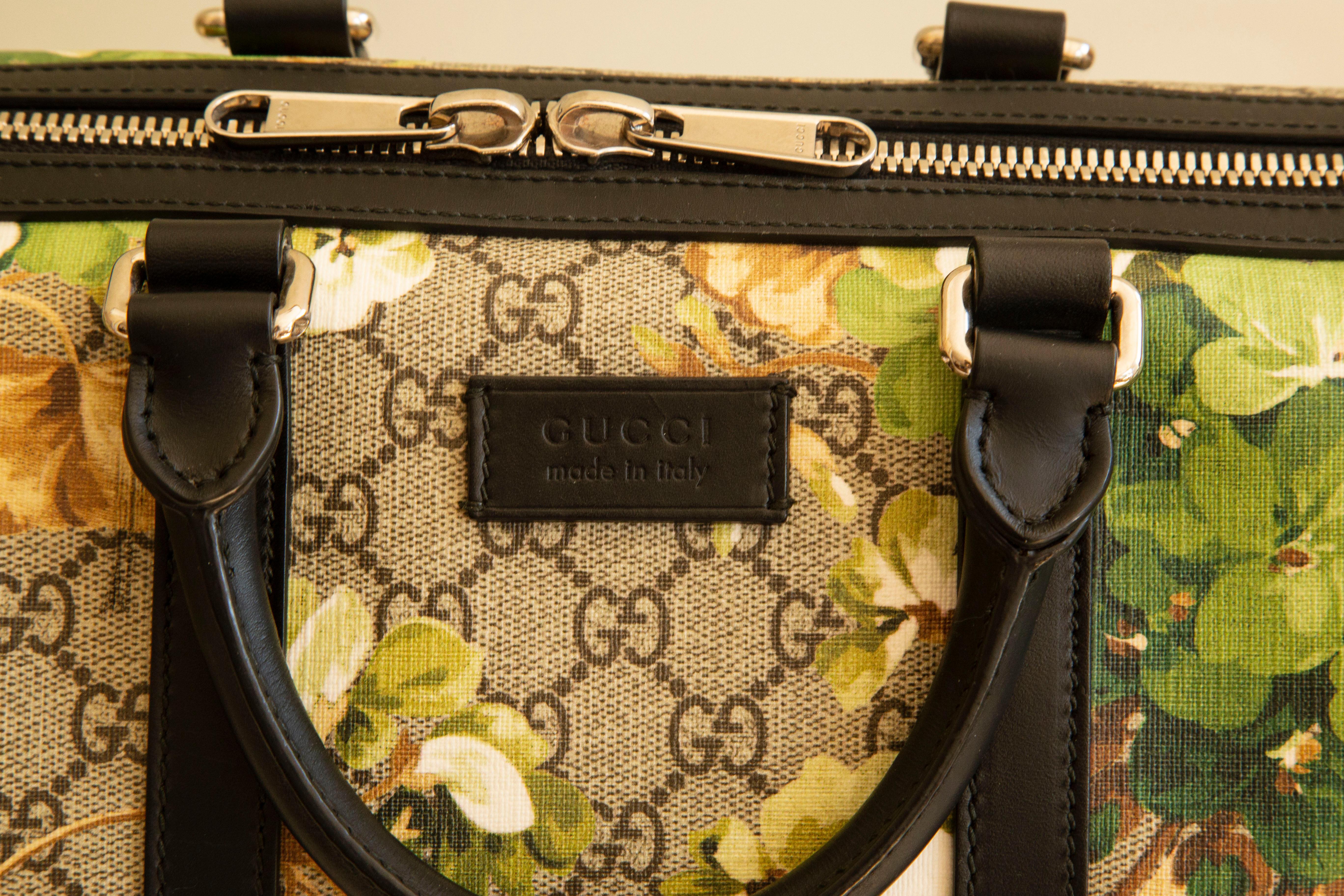 Gucci - Sac Boston unisexe GG Web and Blooms en vente 9