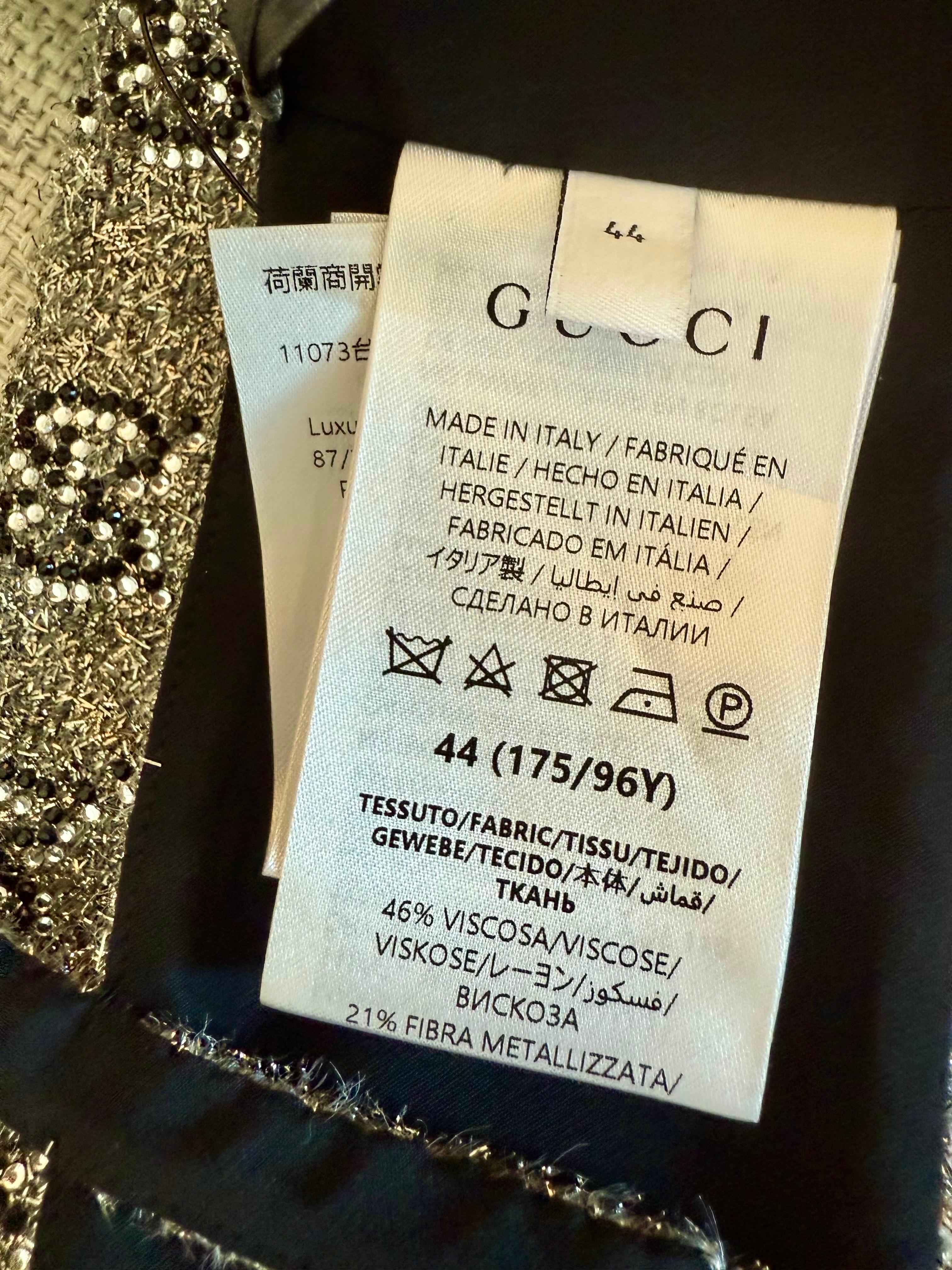 Gucci Ungetragene Kristall verschönert Silber Rohr BH Bralette Crop Top im Angebot 10