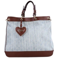 Gucci Valentine Convertible Tote GG Denim Large