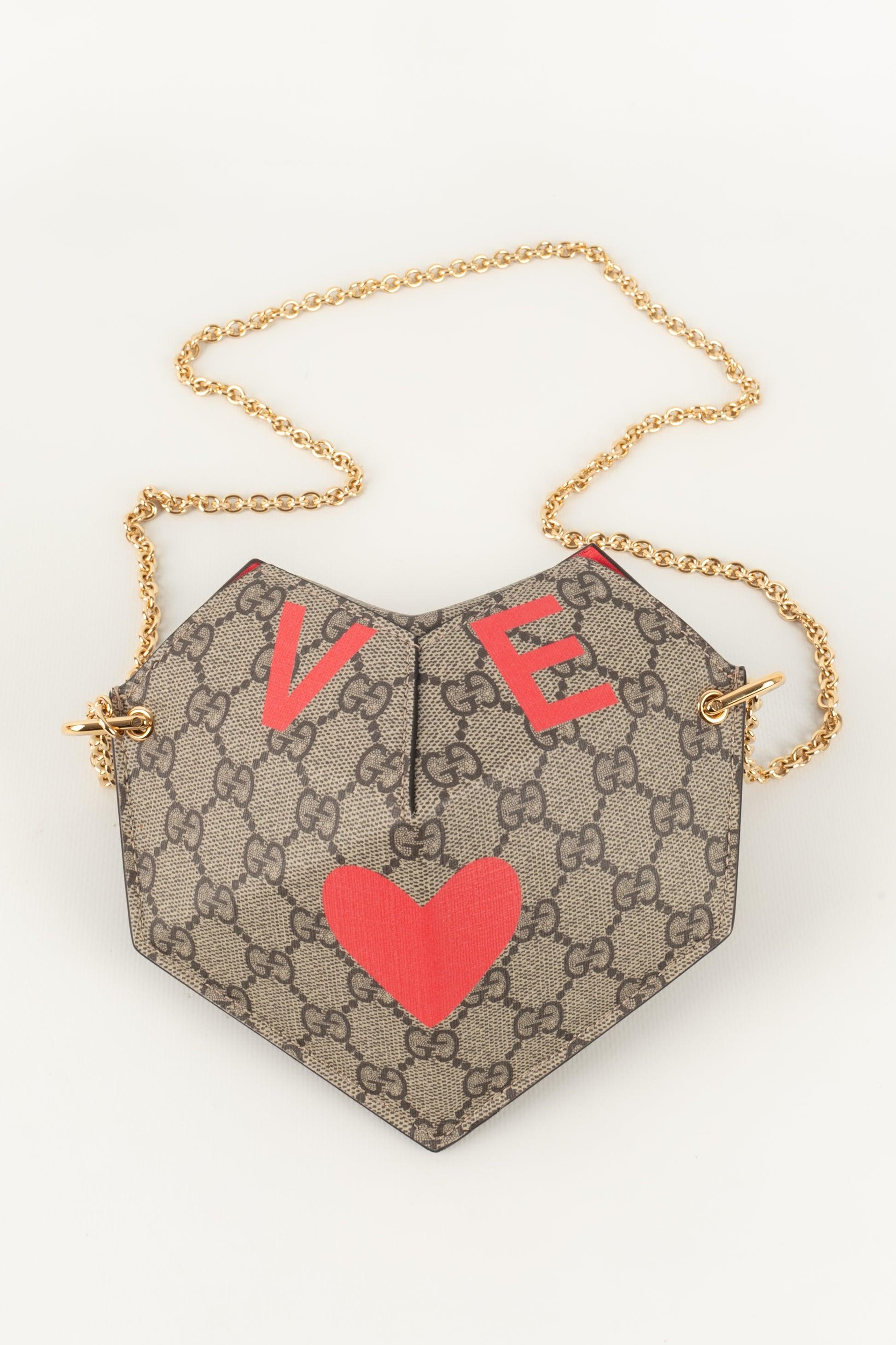Gucci Valentine's Day Heart Ledertasche mit GG Monogrammen bedruckt Damen im Angebot