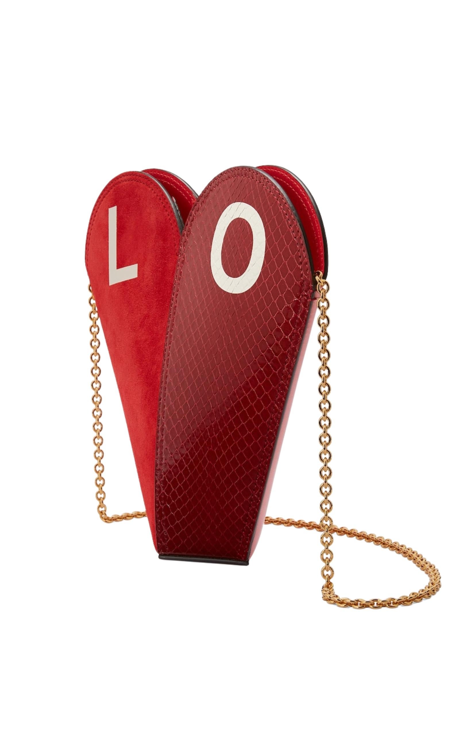 Rouge Gucci, petit sac cœur Love Valentine's Day avec cuir python exotique en vente