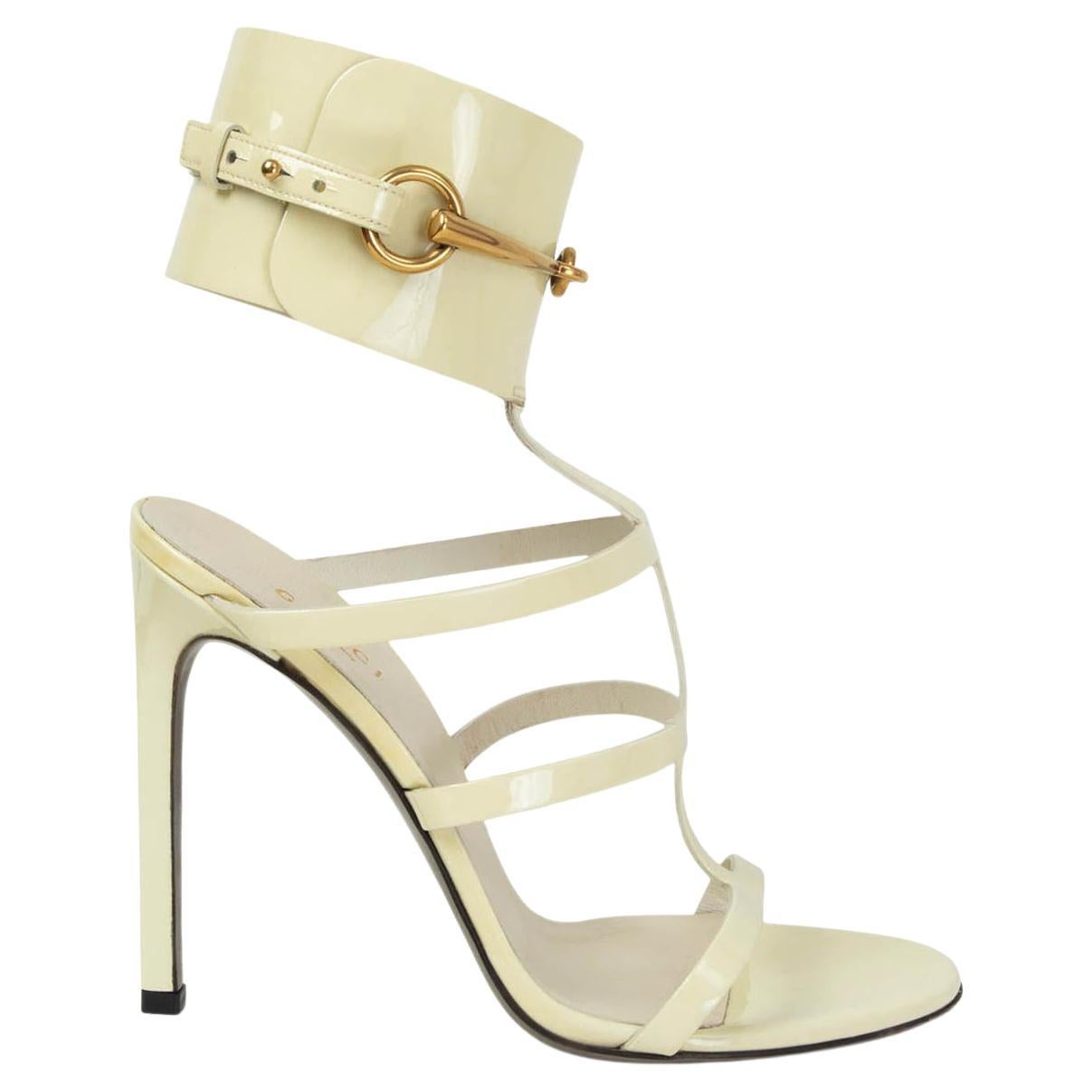 Louis Vuitton Pale Yellow Patent Leather Ankle Strap Sandals Size 39 at  1stDibs