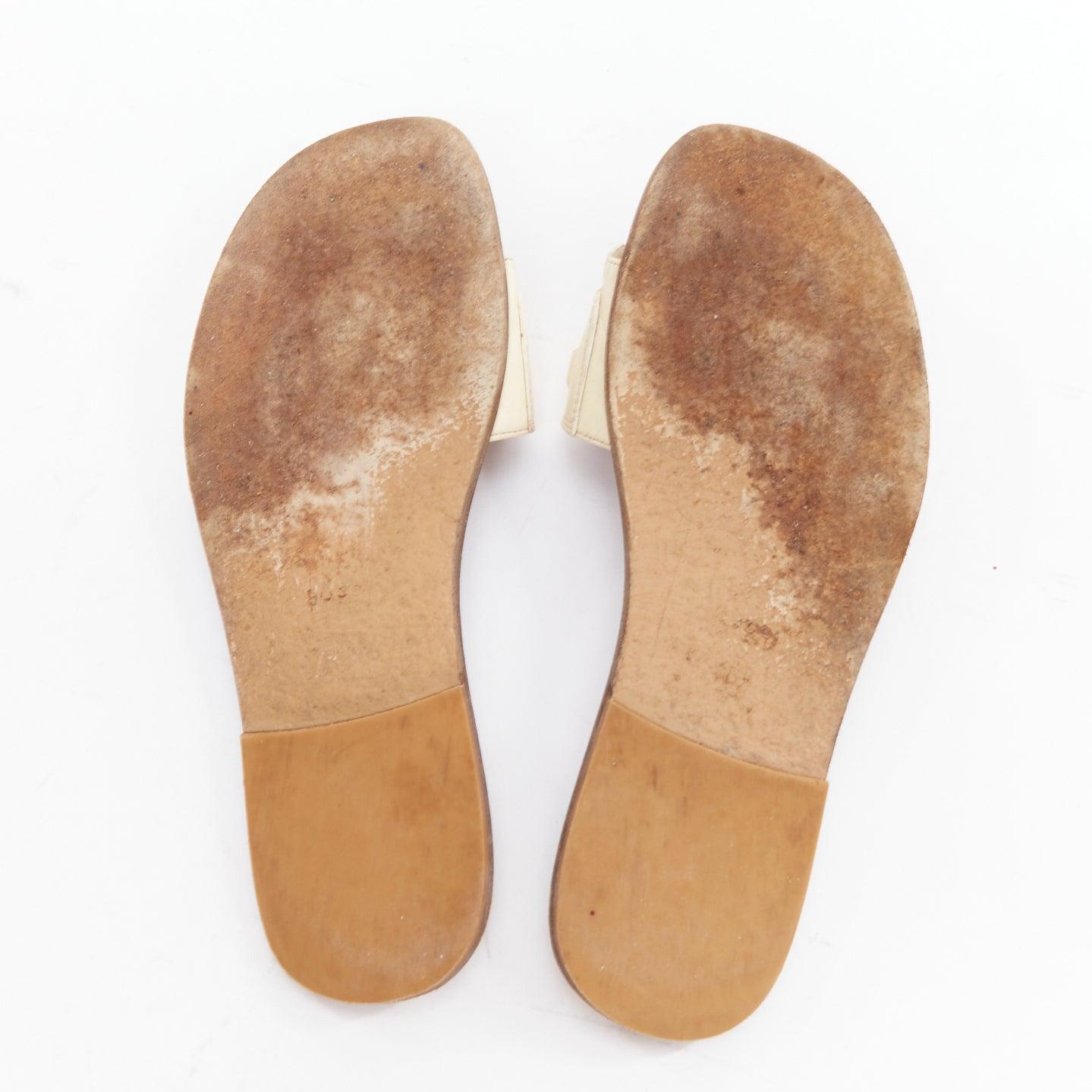 GUCCI Varadero cream gold horsebit fringe flat slipper shoes EU36.5 6