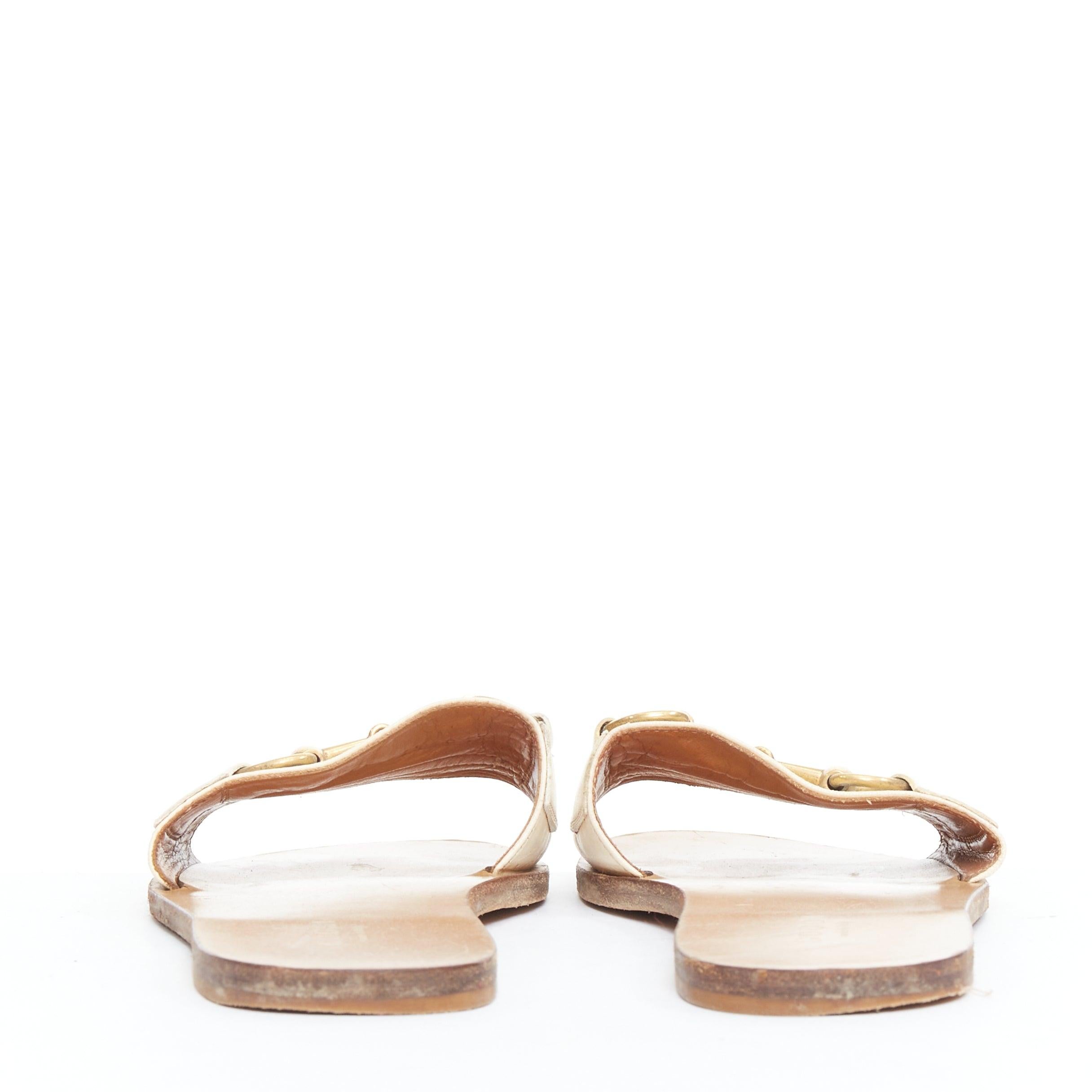Women's GUCCI Varadero cream gold horsebit fringe flat slipper shoes EU36.5